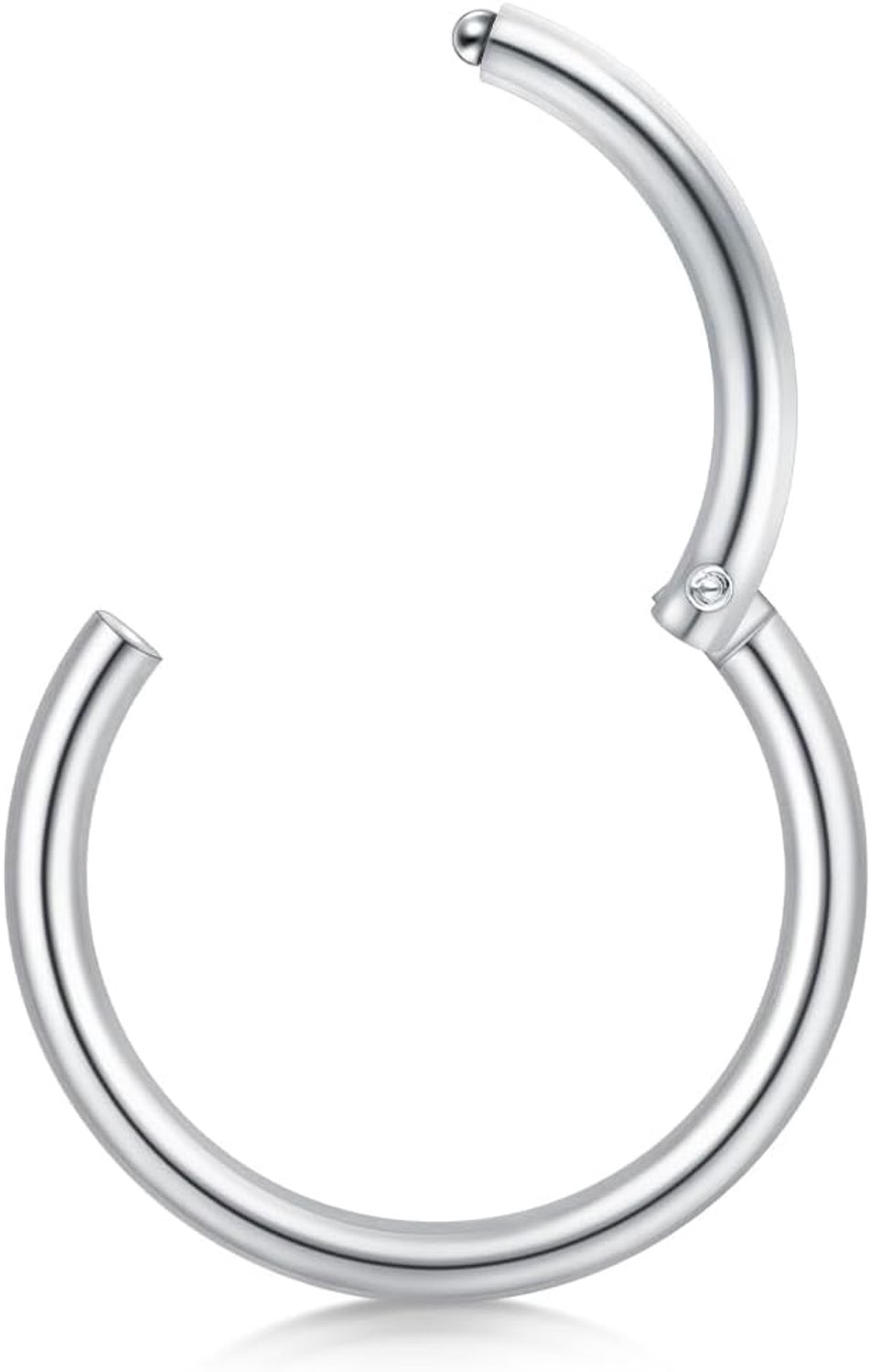Titanium neusring, neuspiercing, ring, hoepel clicker, hypoallergene segmentring, piercing voor neus, septum, helix, tragus, conch, lip, zilver, goud, 16G, 18G, 20G, dikte & 6 mm, 8 mm, 10