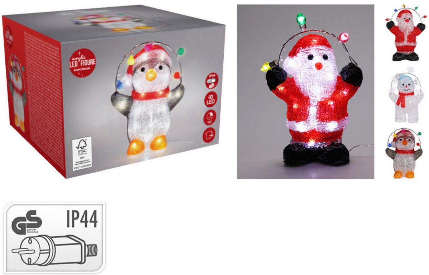 Kerstverlichting figuur - kerstman - 31 cm - 40 led lampjes - helder wit - acryl - lichtfiguur – foto 4