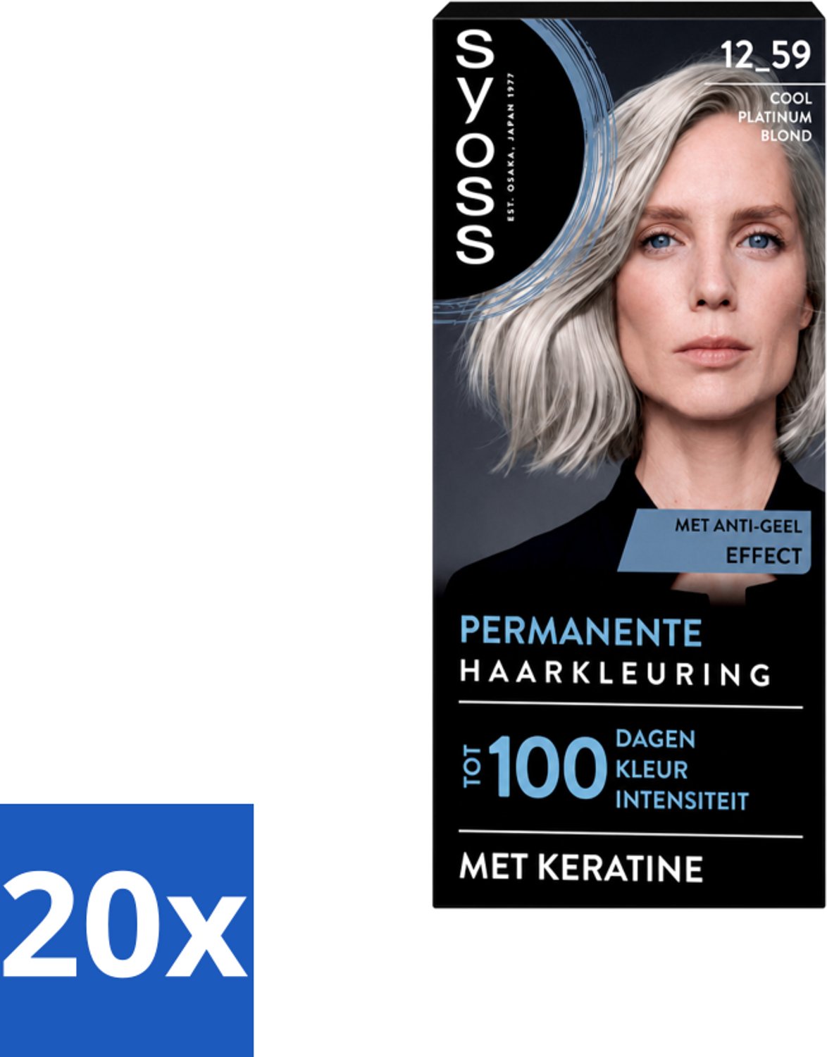 20 x SYOSS - Coloration 12-59 Cool Platinum Blond - Haarverf - Grijsdekking - Vermindert Haarbreuk - Voordeelverpakking - 20 stuks