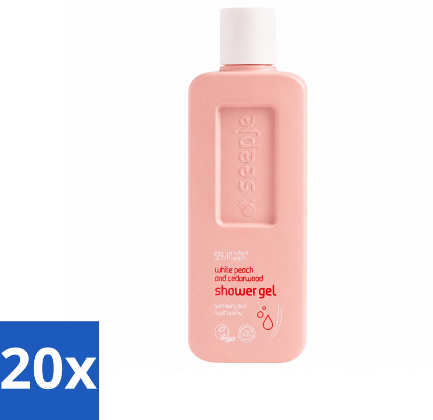 20 x Seepje - Douchegel - Natuurlijke Geur - Witte Perzik en Cederhout - 300 ml - Voordeelverpakking - 20 stuks