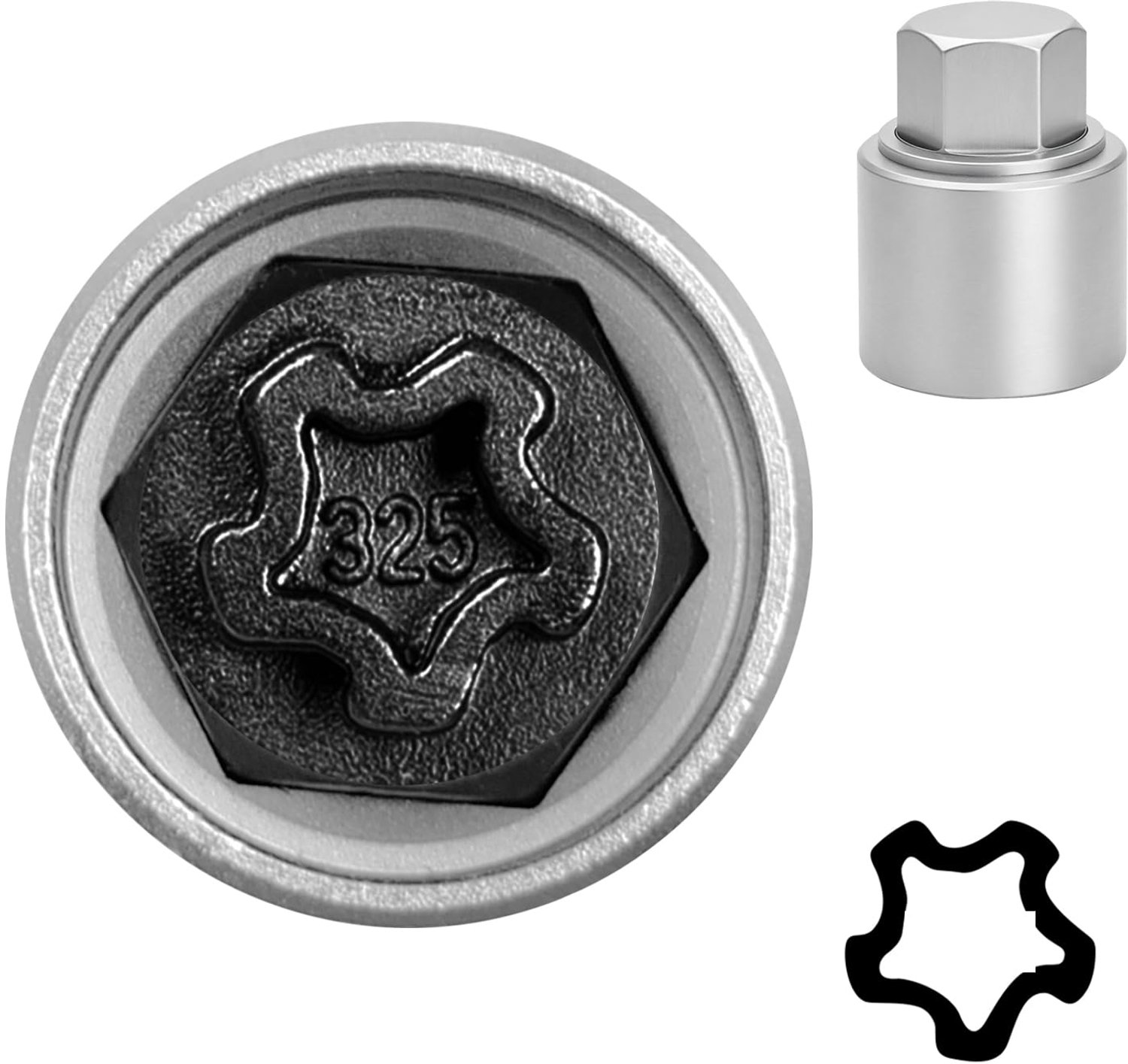 wielmoersleutel 325 - adapter voor wielmoeren - anti-diefstal schroefverwijderaar - veilig demontagegereedschap - Vemera