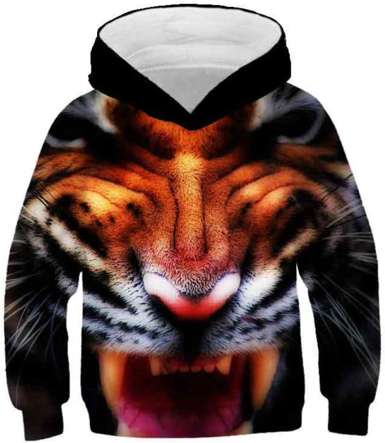 Hoodie 3D Print,3D Tiger Kids Hoodie Jongens Meisjes Dunne Sweatshirt Hoed Tijgerprint Tiener Jongens Meisjes Hoodie Trui