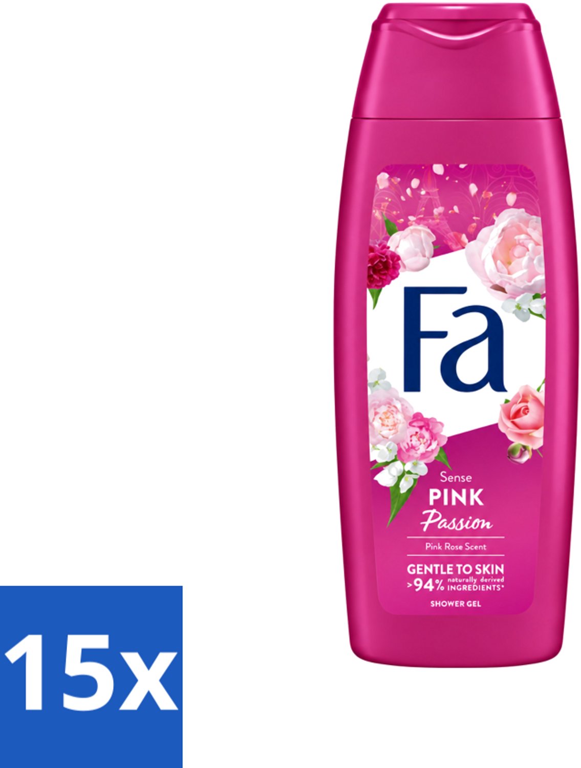 15 x Fa - Pink Passion - Douchegel - Roze Roos - 250 ml - Voordeelverpakking - 15 stuks