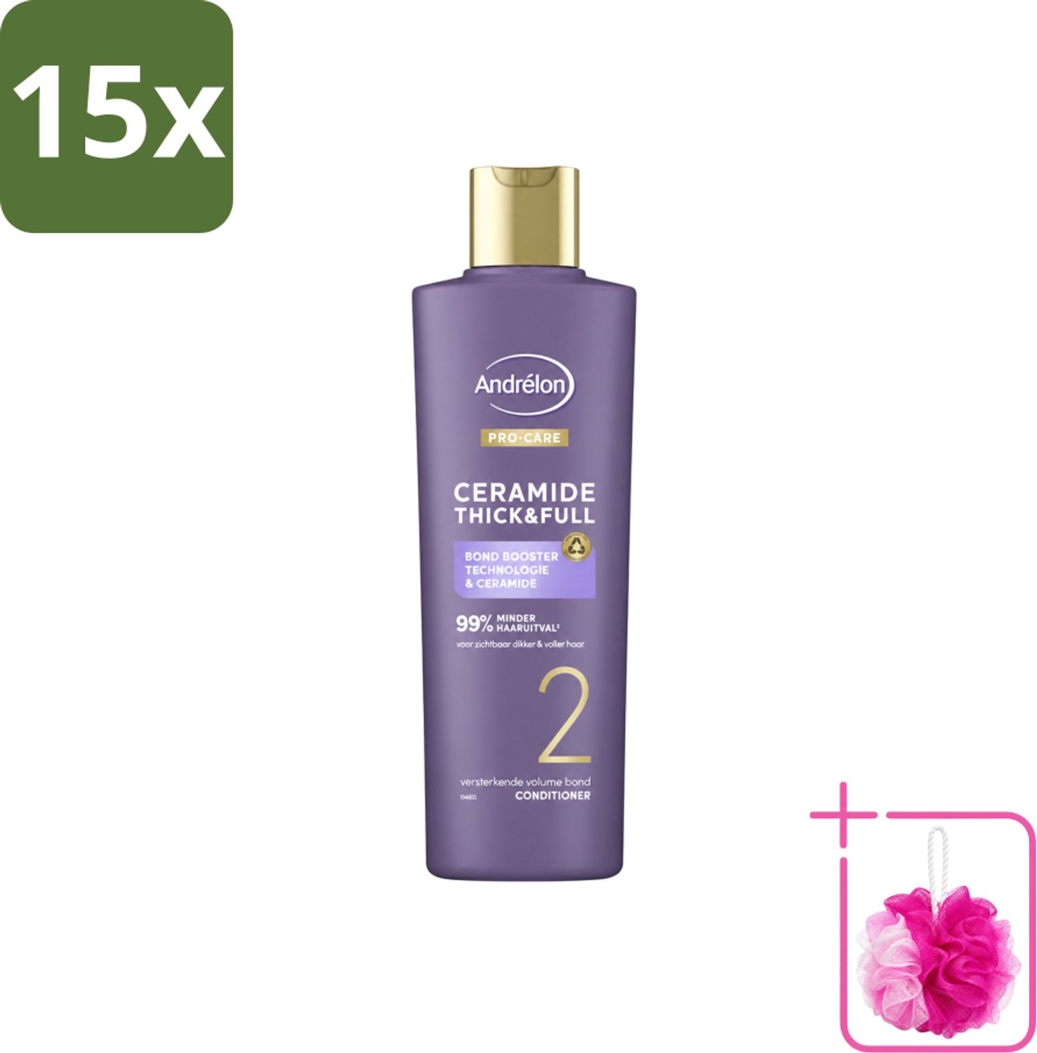 15 x Andrélon – Conditioner – Pro Care Ceramide Thick & Full – 250 ml - Bulkverpakking - Dikker haar - Douchemop - Voller haar