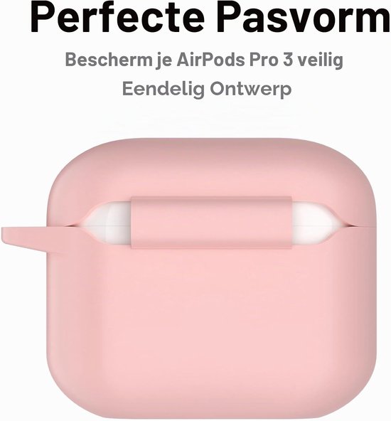 Hoes voor AirPods Pro 3 2025, beschermende siliconen Case voor Air Pods Pro 3 Skin Front LED zichtbare siliconen cover met karabijnhaak, Roze — afbeelding 2