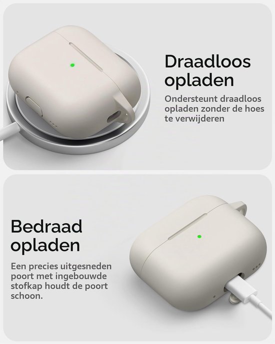 Siliconen voor AirPods Pro 3 Hoes, A8-Stone White — afbeelding 3