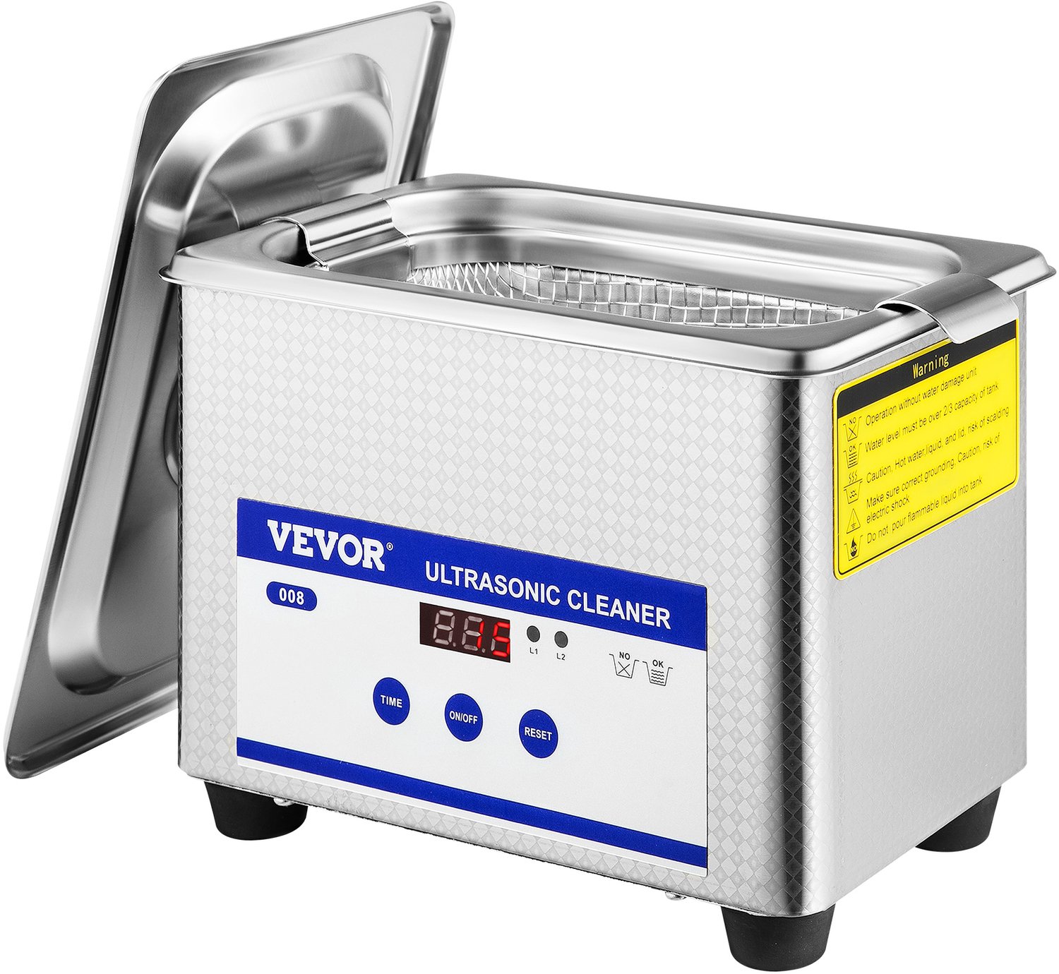 Ultrasone Reiniger - Ultrasoonreiniger - Ultrasoonbad - 800ml Inhoud - 40 kHz - Draagbaar - 24 Watt - 150 x 85 x 65 mm - Max 15 Minuten Werktijd - Voor Brillen en Industrieel Gebruik