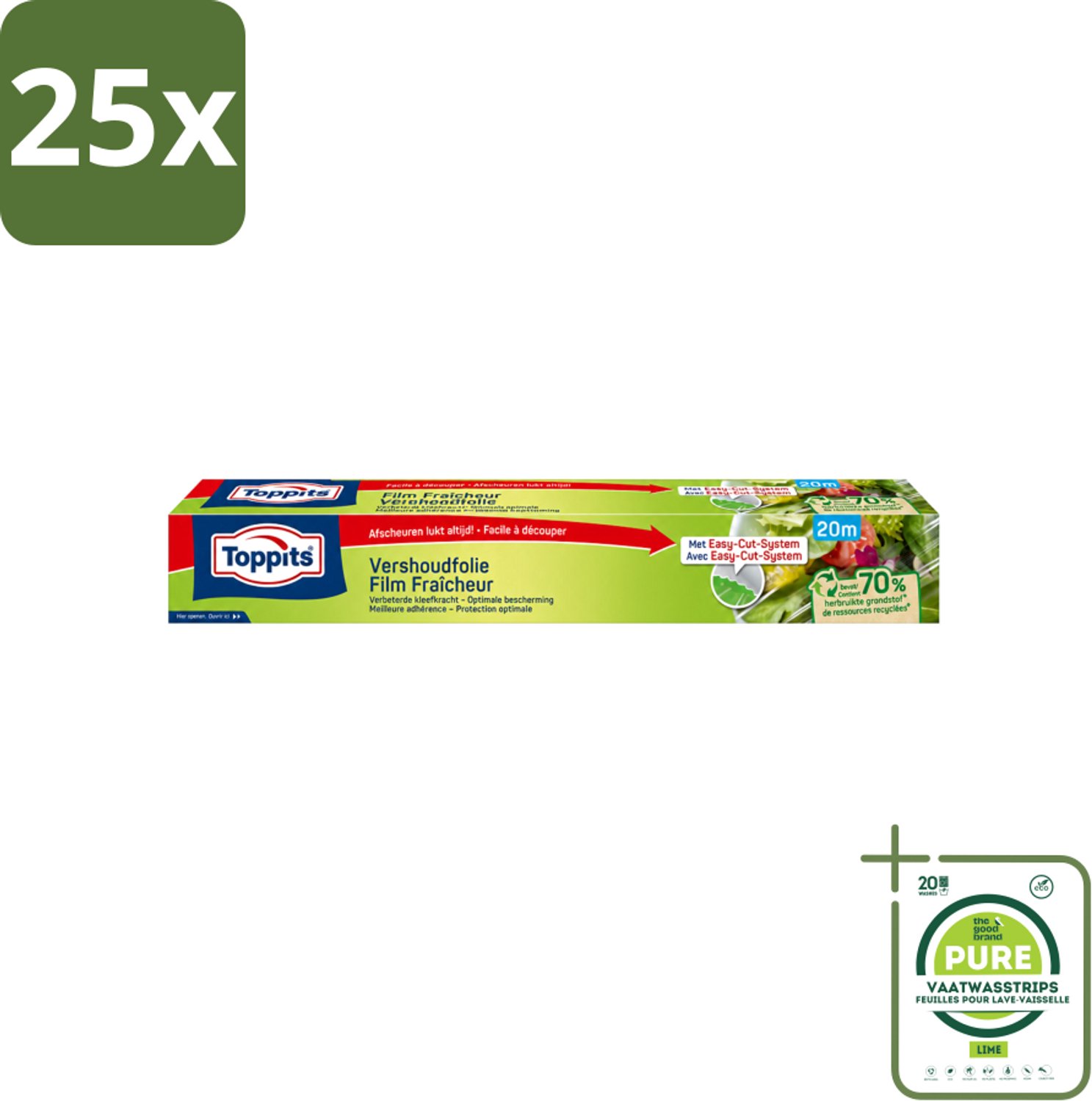 25 x Toppits – Vershoudfolie – 32,5 cm × 20 m - Grootverpakking - Vaatwasstrips - Vershoudfolie - Eetvoedingsproducten - Eten Bewaren - Geurverspreiding - Smaakbehoud