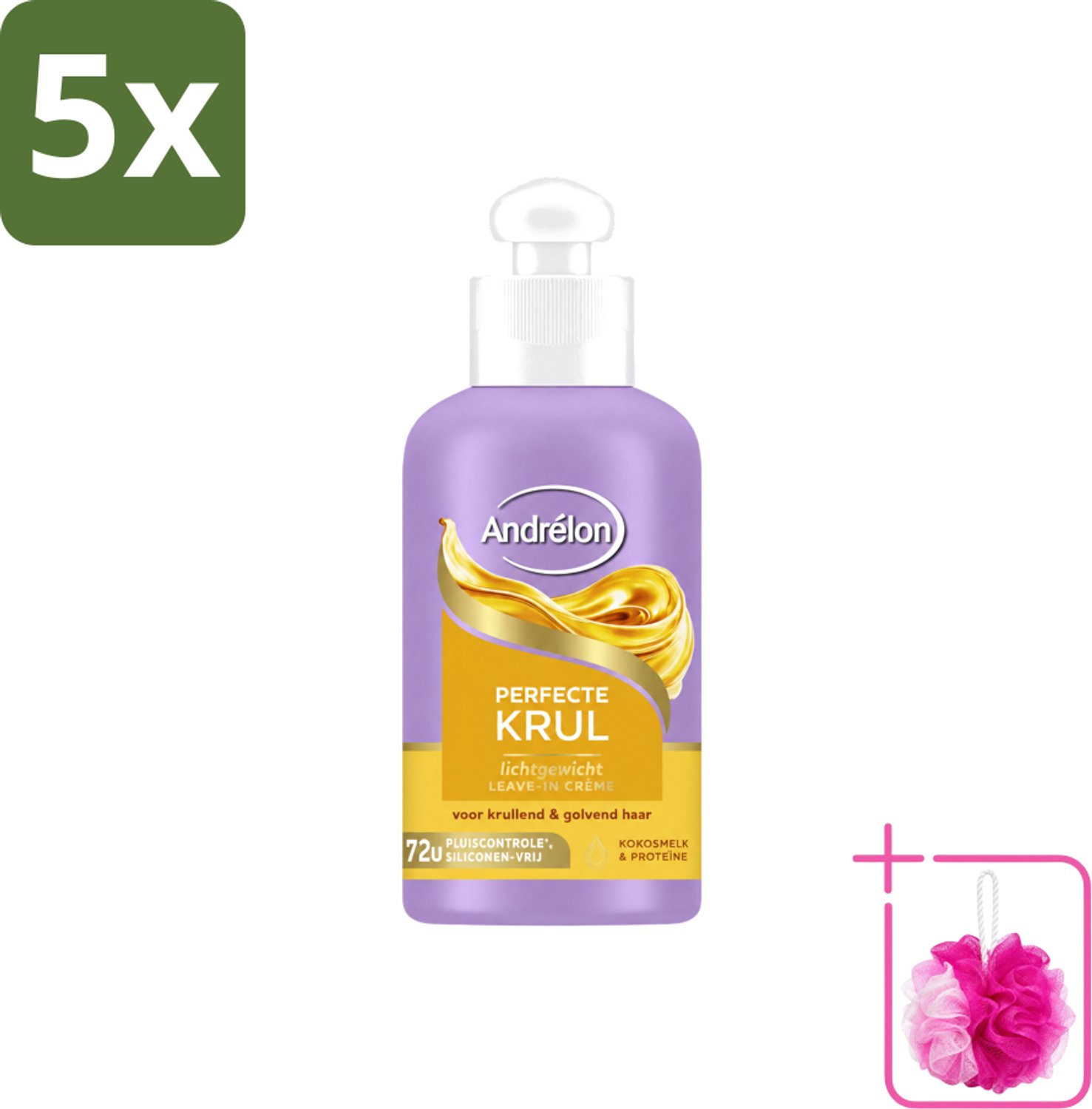 5 x Andrélon – Leave-In Crème – Perfecte Krul – 200 ml - Bulkverpakking - Krullen verzorgen - Douchemop - Krullen definiëren