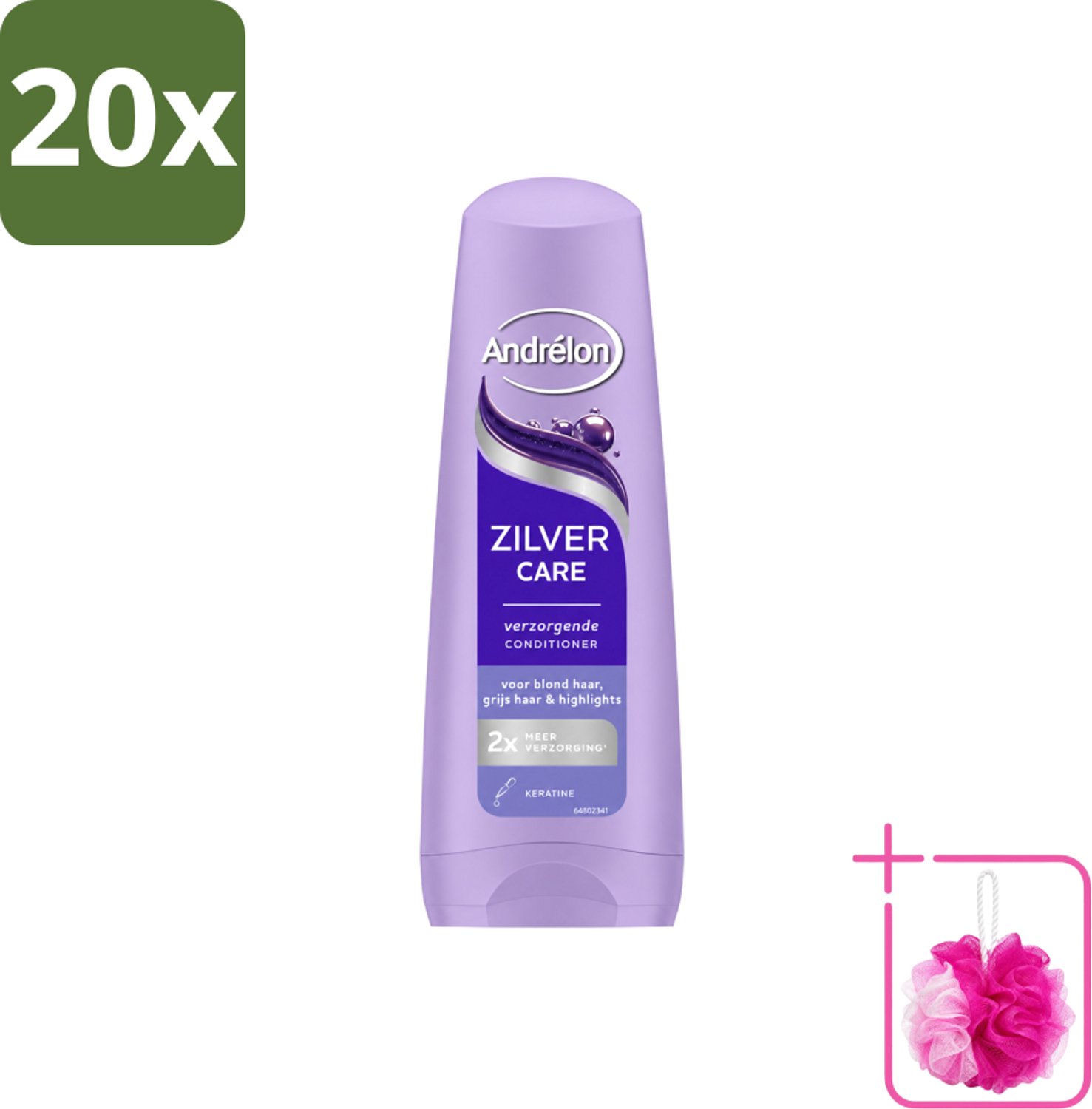 20 x Andrélon – Conditioner – Zilver Care – 200 ml - Bulkverpakking - Blond haar verzorging - Douchemop - Grijs haar verzorging
