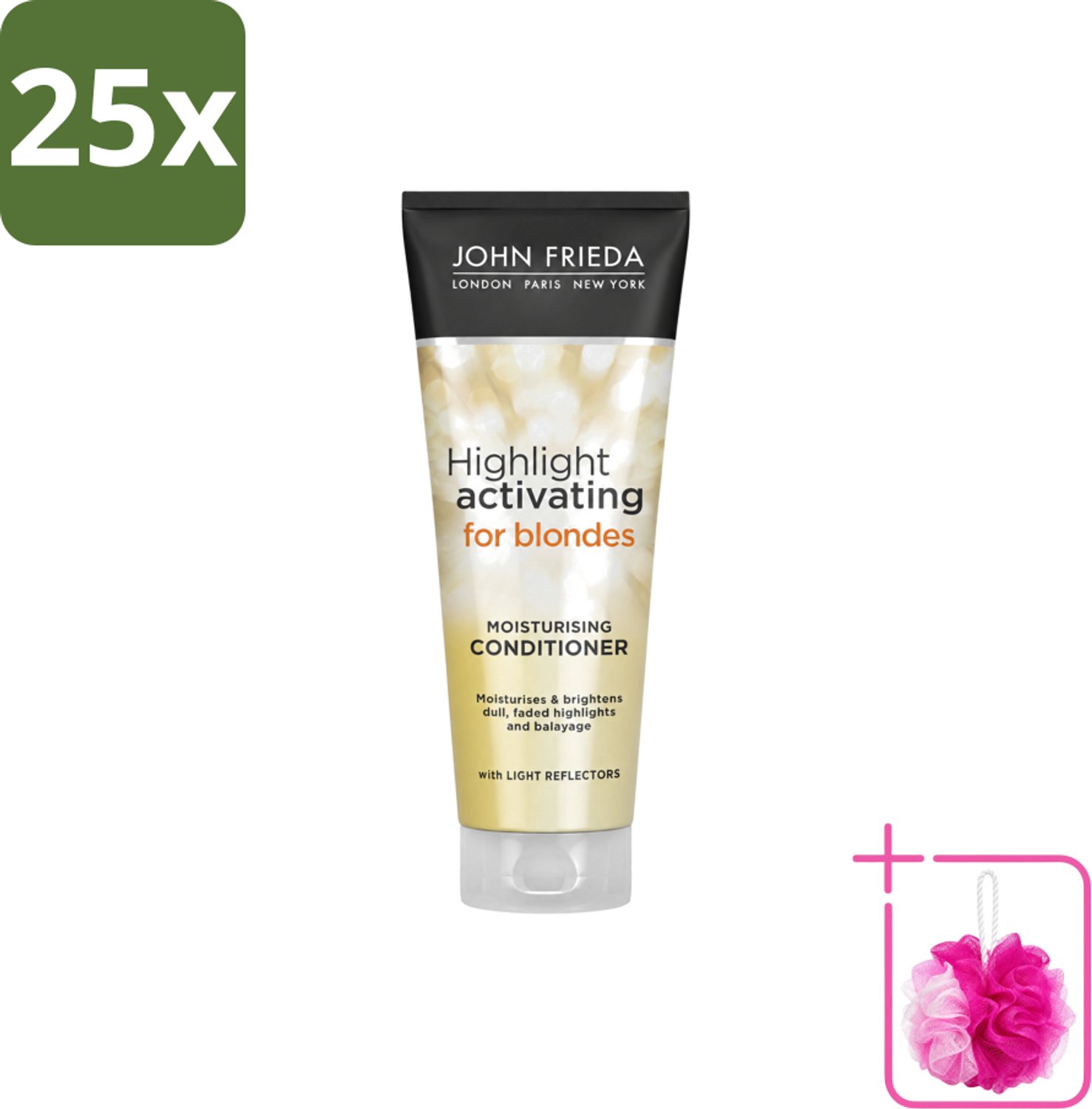 25 x John Frieda – Conditioner – Sheer Blonde – Verhelderend – 250 ml - Bulkverpakking - Blond haar verhelderen - Douchemop - Blonde haar verzorgen