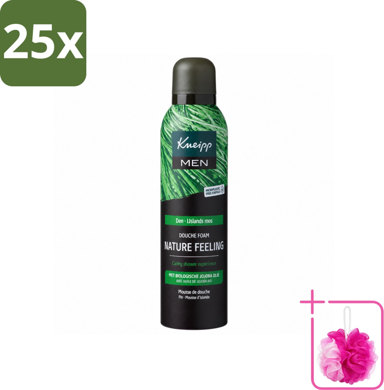25 x Kneipp – Men Nature Feeling – Douche Foam – Frisse Dennengeur – 200 ml - Bulkverpakking - Douche foam - Douchemop - Natuurlijke douche