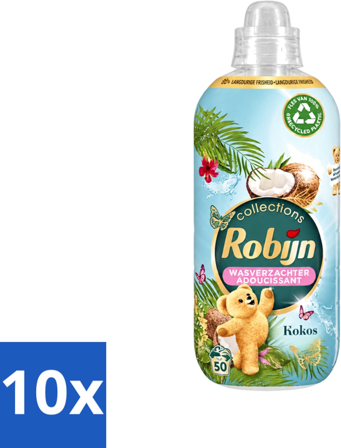 10 x Robijn Collections - Wasverzachter - Kokos - 1,25L - 50 Wasbeurten - Voordeelverpakking - 10 stuks