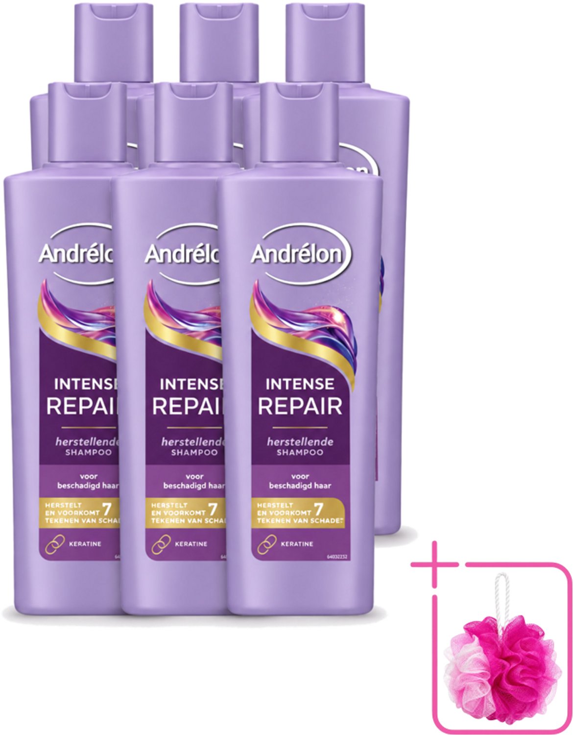 6 x Andrélon – Shampoo – Intense Repair – 250 ml - Bulkverpakking - Haar herstellen - Douchemop - Beschadigd haar