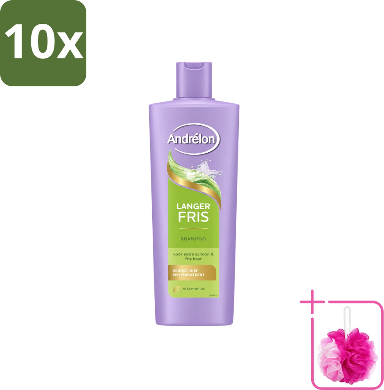 10 x Andrélon – Shampoo – Langer Fris – 400 ml - Bulkverpakking - Luchtig haar - Douchemop - Fris haar