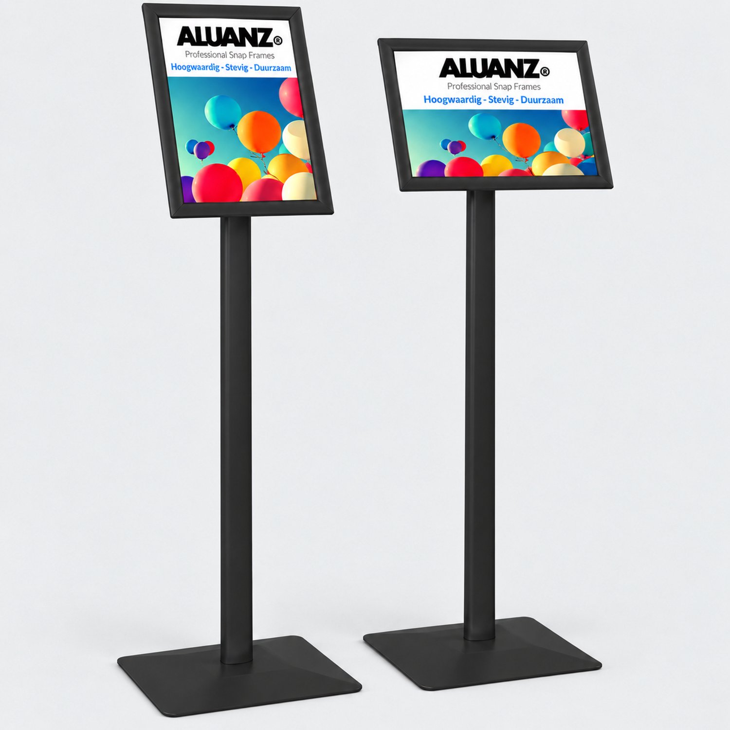 Aluanz Infostandaard A4 formaat kliklijst ZWART ALUANZ - incl beschermfolie - Informatiestandaard infodisplay verwijsbord infostand menubord Mat Zwart