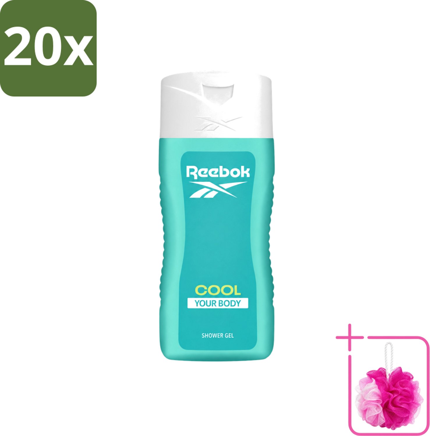 20 x Reebok - Cool Your Body - Douchegel - 400 ml - Bulkverpakking - Douchegel - Douchemop - Menthol