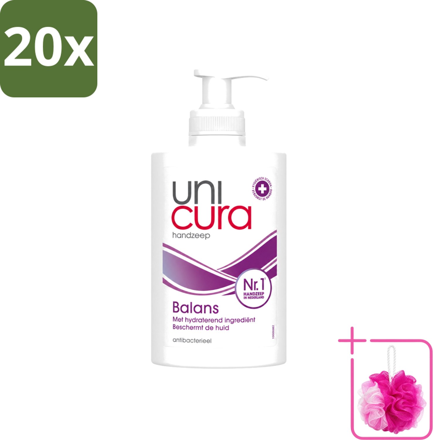 20 x Unicura - Vloeibare Handzeep - Anti Bacterieel - Balans - 250 ml - Bulkverpakking - Handzeep - Douchemop - Antibacterieel
