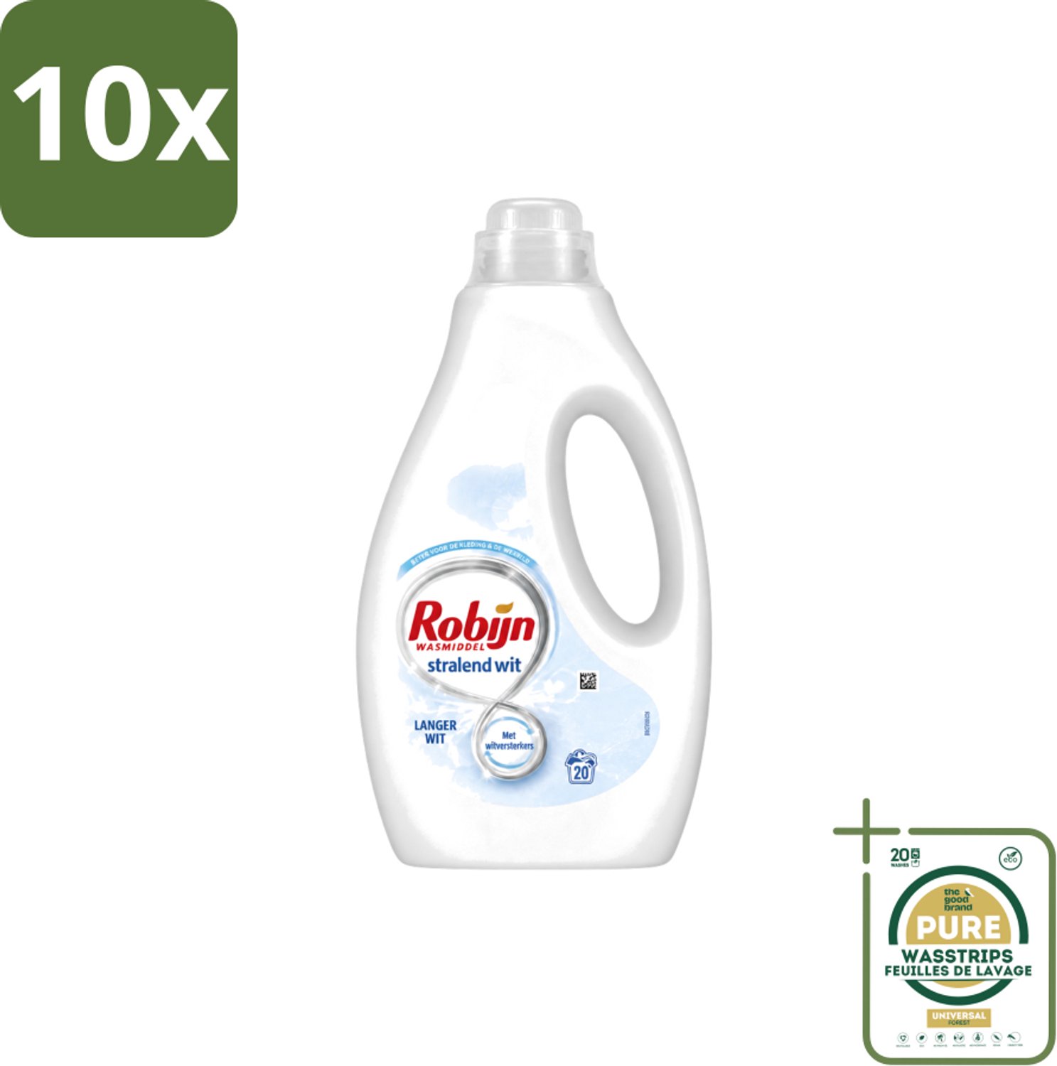 10 x Robijn – Vloeibaar Wasmiddel – Stralend Wit – 20 wasbeurten - Wasstrips - Stralend Wit Wasmiddel - Witte Was - Witversterker - Frisse Geur Wasmiddel - Wasverzachter