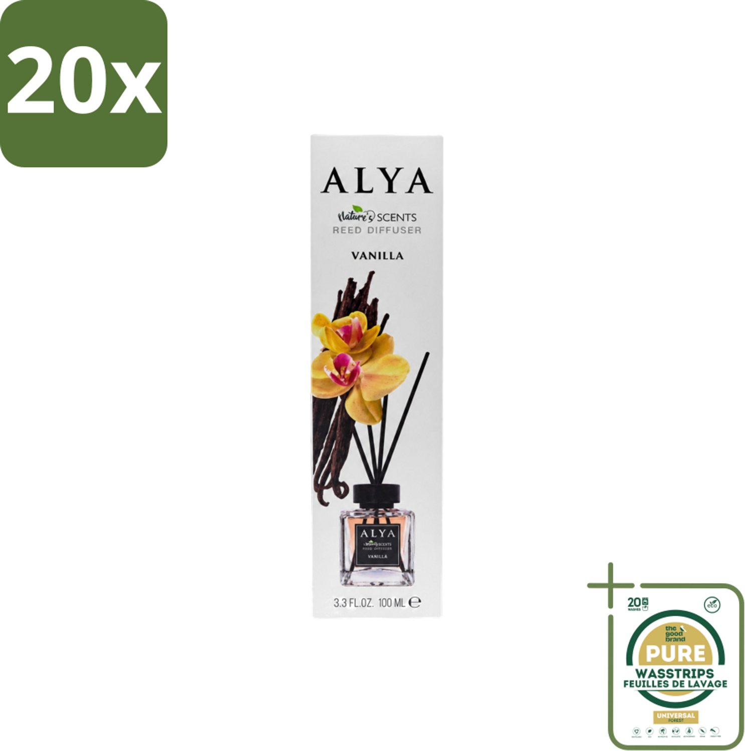 20 x Alya – Reed Diffuser – Vanilla – Interieurparfum - Wasstrips - Geurstokjes - Vanille - Geur - Geurstok - Interieurparfum