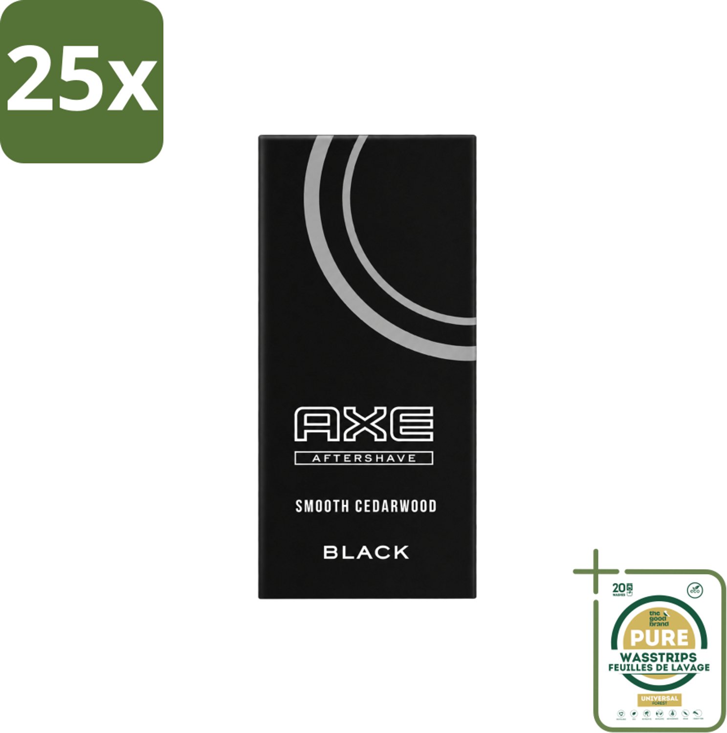 25 x Axe – Aftershave – Black – 100 ml - Wasstrips - Aftershave - Aftershave Black - Aftershave Voor Mannen - Huidverzorging Na Scheren - Kalmerende Aftershave