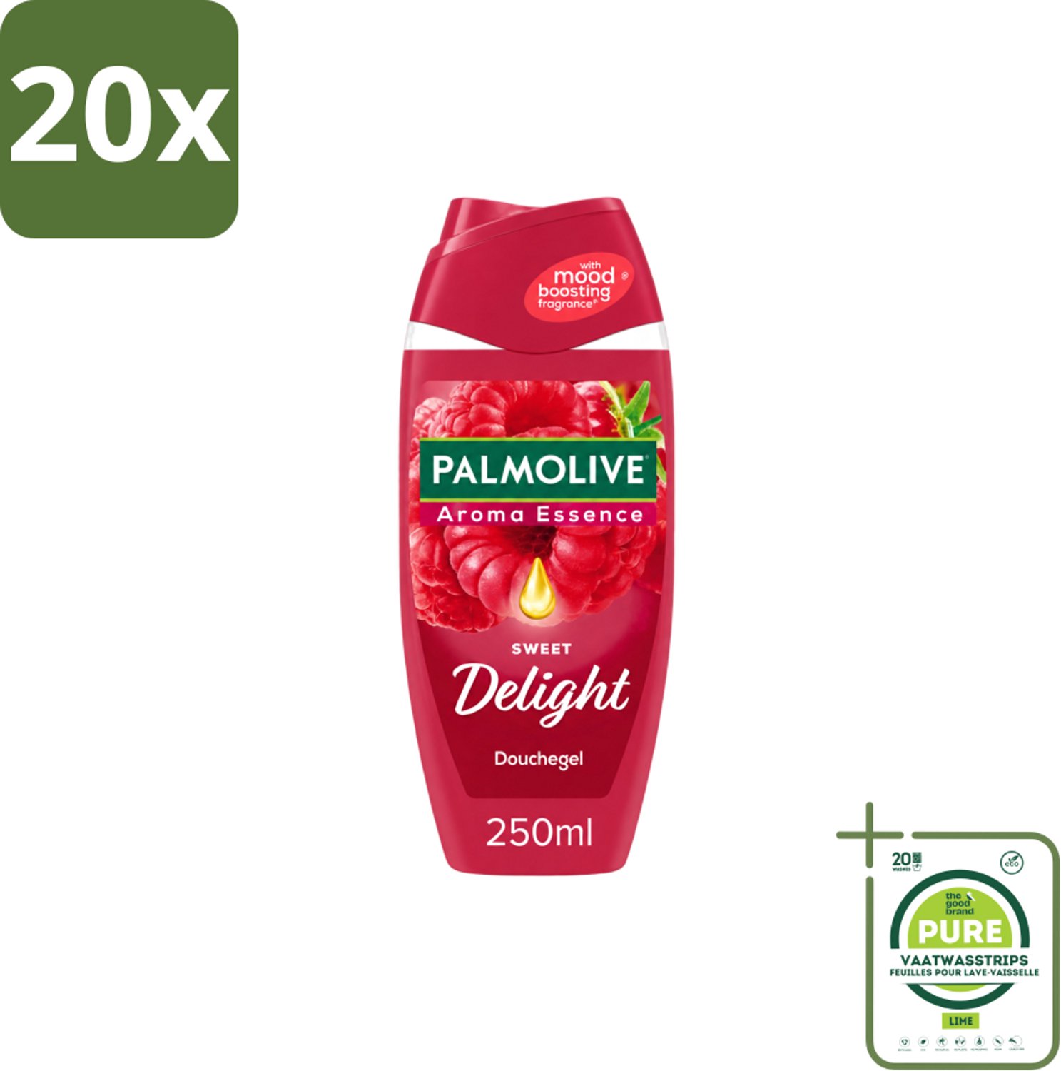 20 x Palmolive – Douchegel – Sweet Delight – 250 ml - Grootverpakking - Vaatwasstrips - Douchegel - Fruitige Geur - Reiniging - Verzorging - Huidverzorging