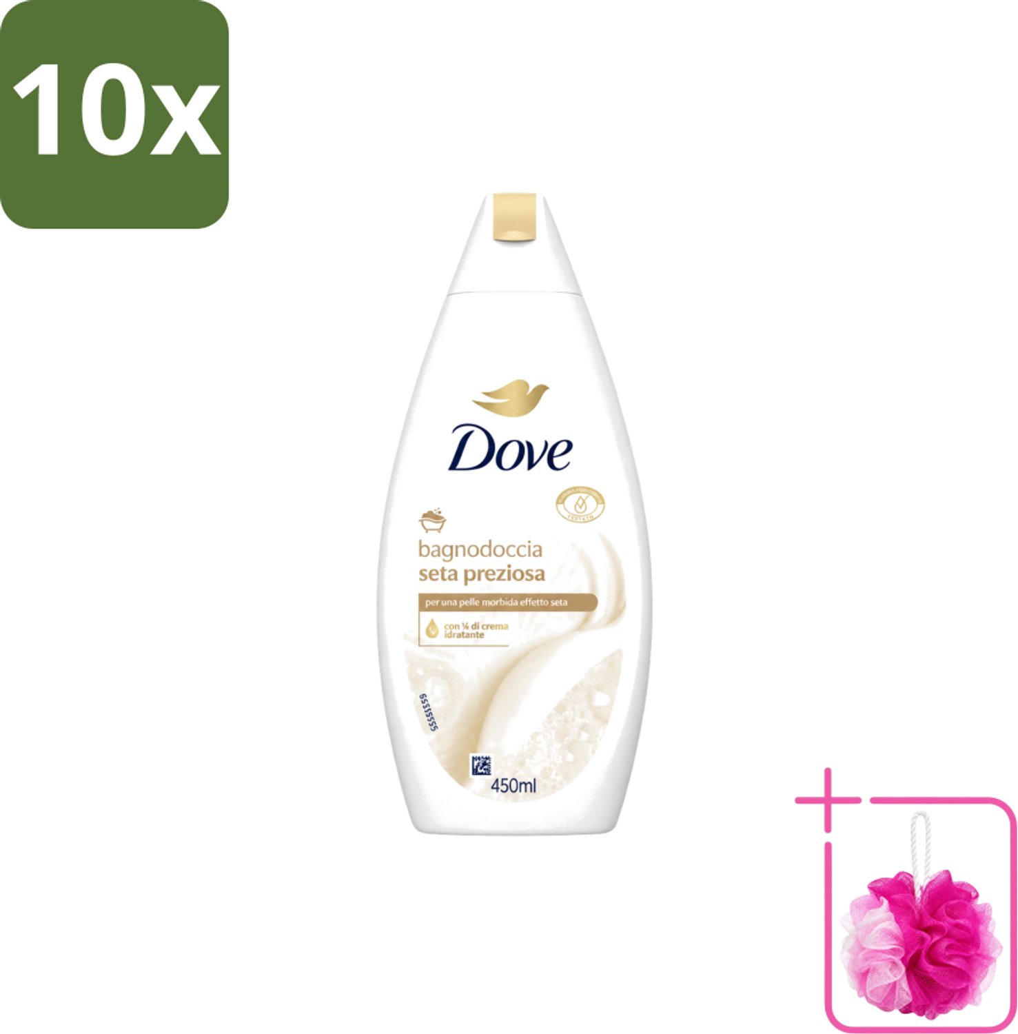 10 x Dove – Douchegel – Nourishing Silk – 450 ml - Bulkverpakking - Douchegel zijdezacht - Douchemop - Huid verzorging