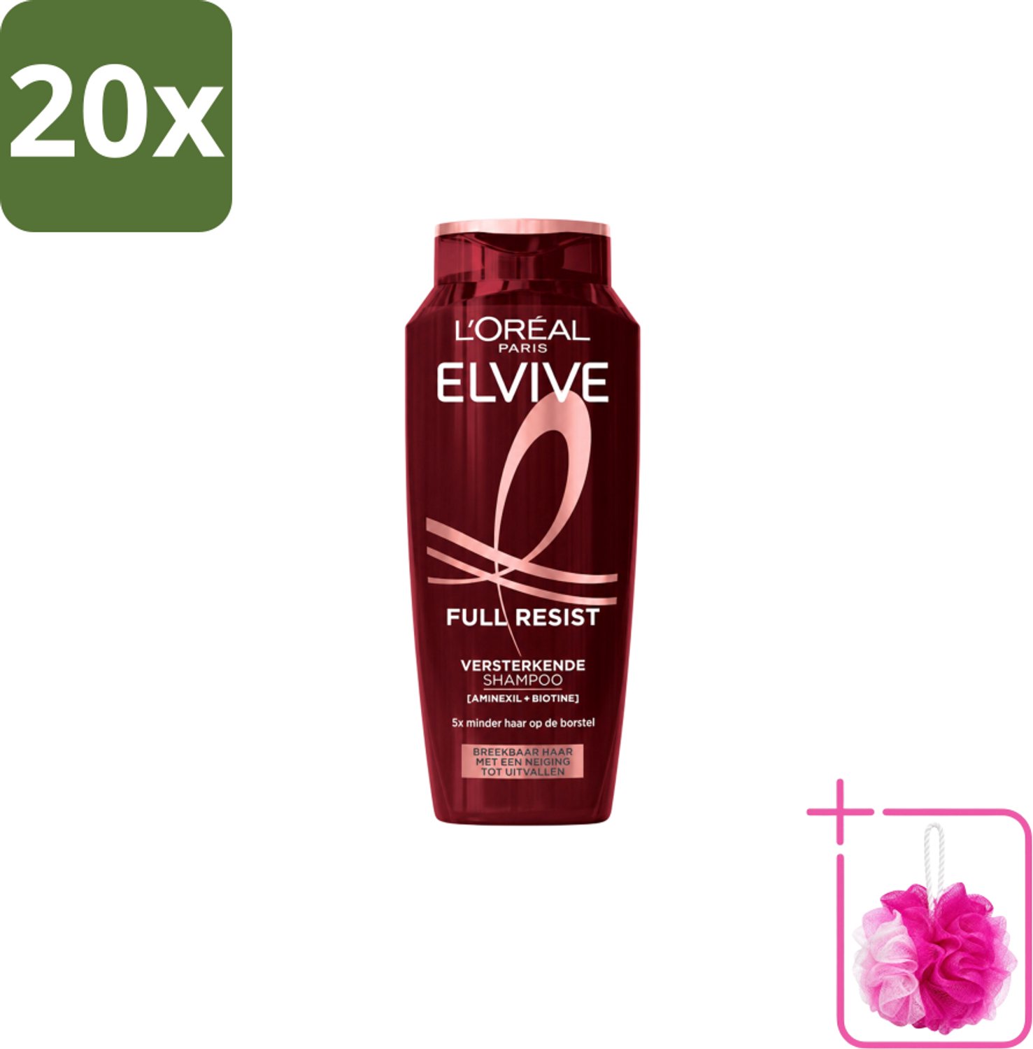20 x L’Oréal Paris Elvive – Shampoo – Full Resist – Versterkend met Aminexil & Biotine – 250 ml - Bulkverpakking - Haarbreuk - Douchemop - Versterkend haar
