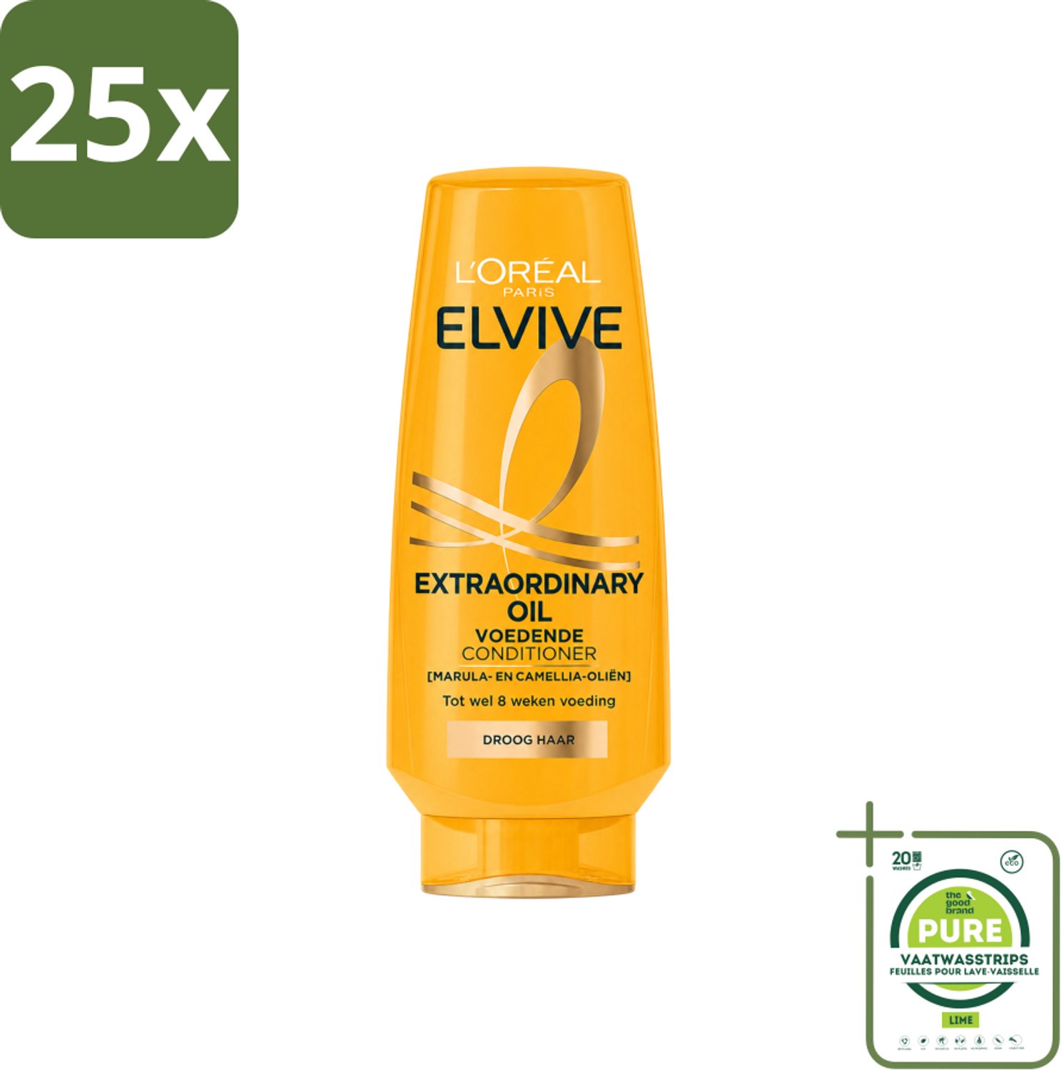 25 x L'Oréal Paris Elvive Extraordinary Oil - Conditioner - Droog Haar - 200ml - Grootverpakking - Vaatwasstrips - Droog Haar - Haar Verzorging - Haar Hydraatatie - Haar Herstel - Haar Glans