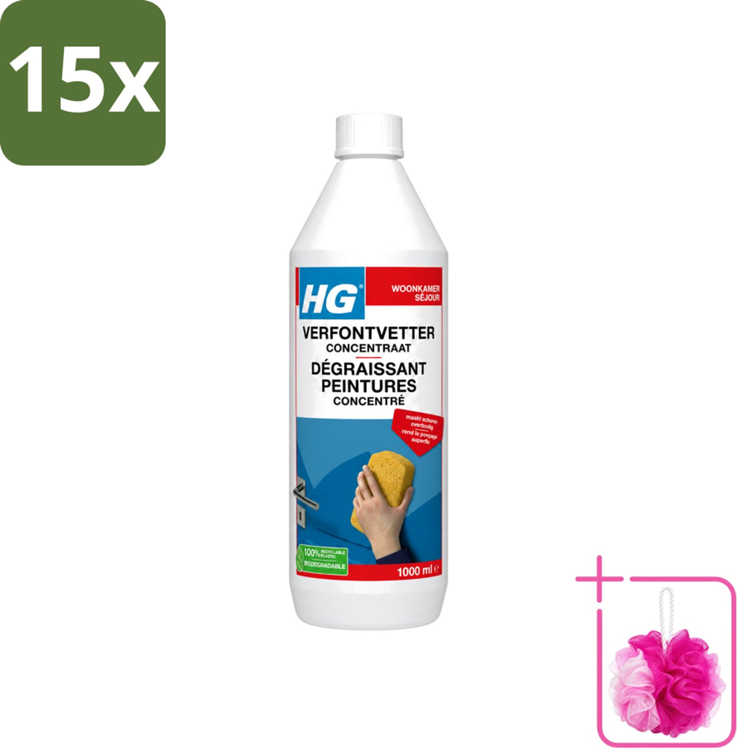 15 x HG - Verf Ontvetter Concentraat - Krachtige Ontvetter - 1L - Bulkverpakking - Verf ontvetter - Douchemop - Ontvettingsmiddel