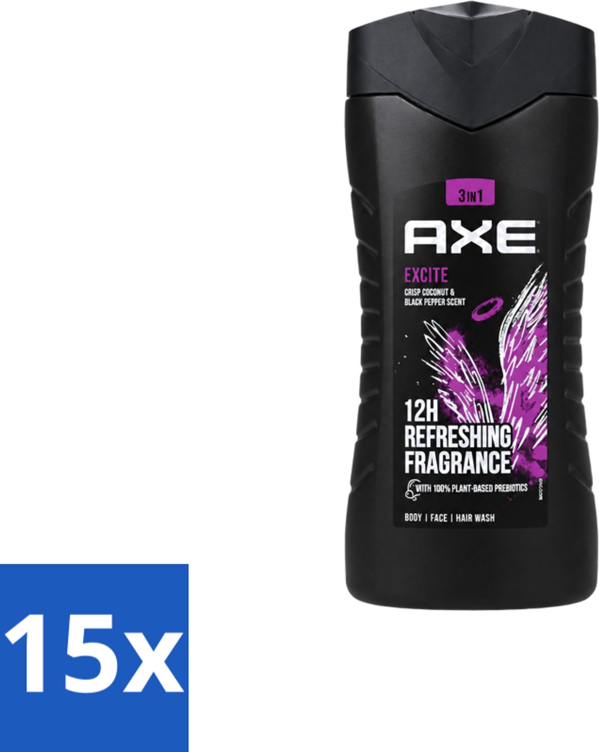 15 x AXE – Douchegel – Excite – 250 ml - Voordeelverpakking - 15 stuks