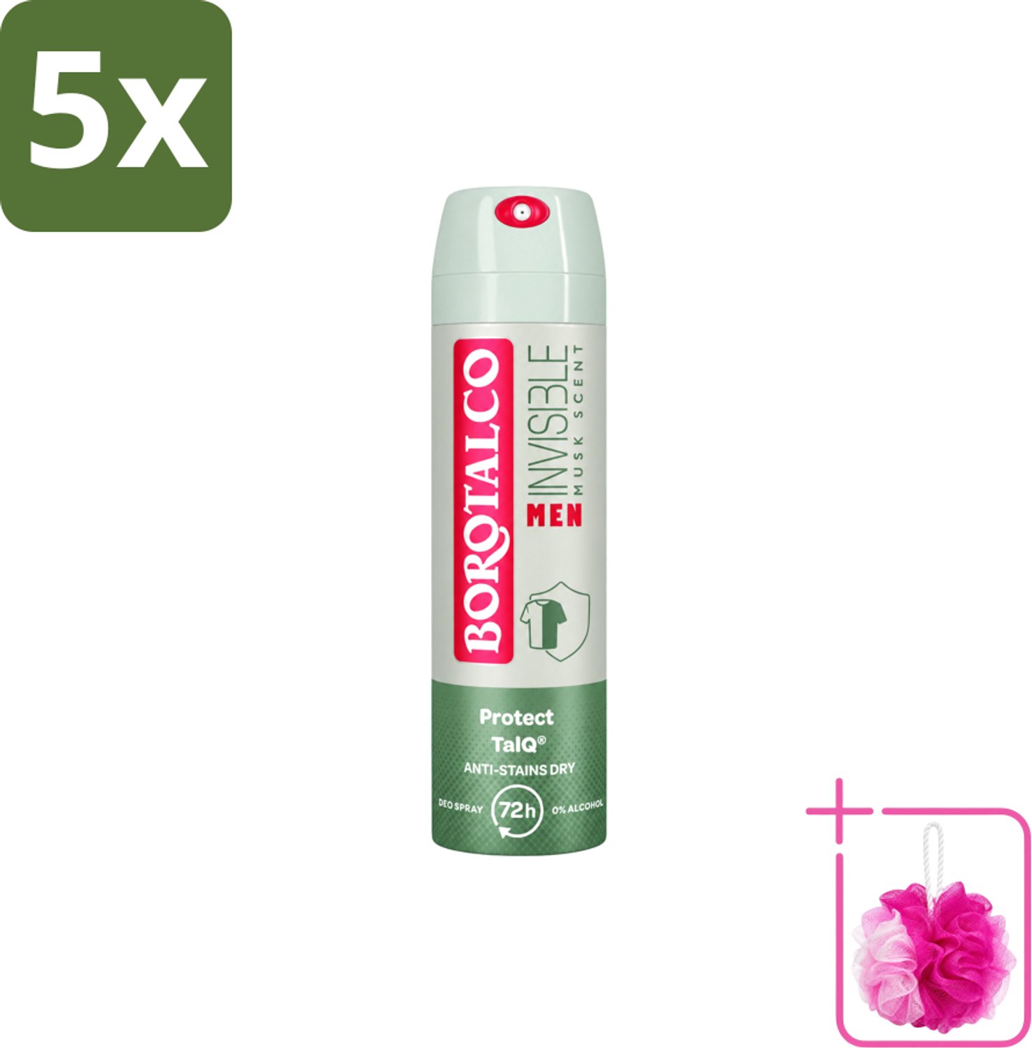 5 x Borotalco – Deodorant Spray – Men Musk Geur – 150 ml - Bulkverpakking - Deodorant spray - Douchemop - Mannelijke geur
