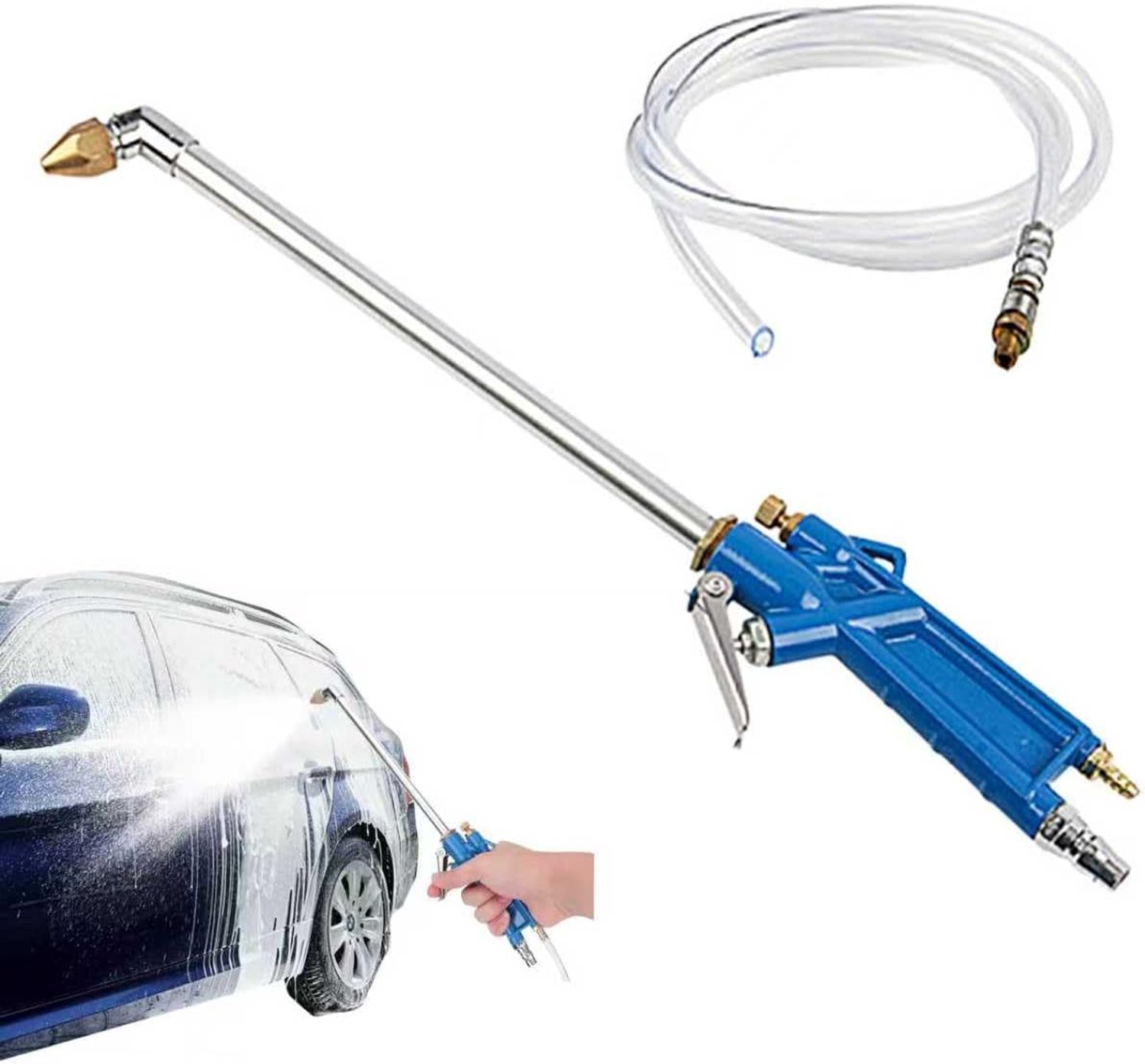 Persluchtpistool, hoekpersluchtreinigingspersluchtpistool voor 1/4 Bsp snelkoppeling, reinigingspistool met slang, perfect voor autoreparaties en werkplaatsreinigingen