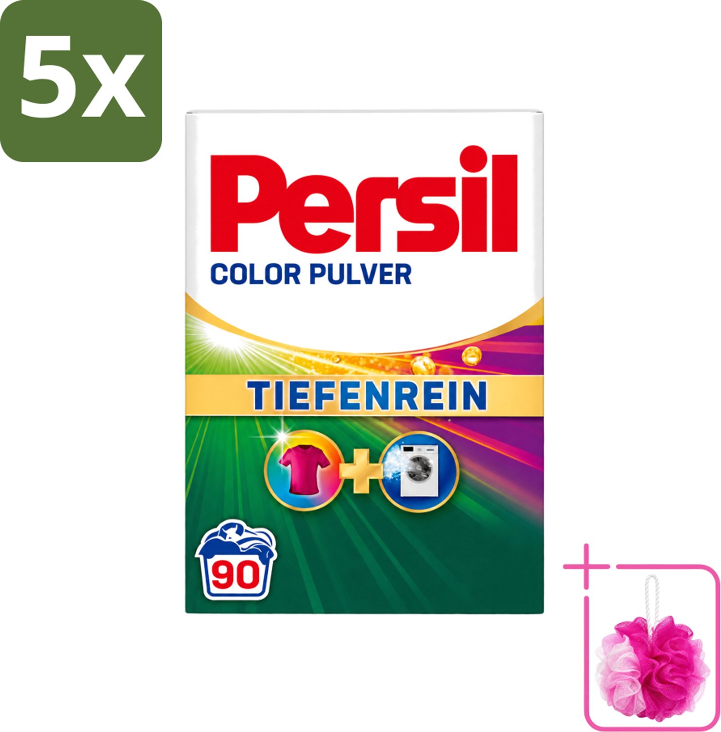 5 x Persil Color - Waspoeder - Gekleurde Was - 90 Wasbeurten - Bulkverpakking - Waspoeder - Douchemop - Gekleurde was