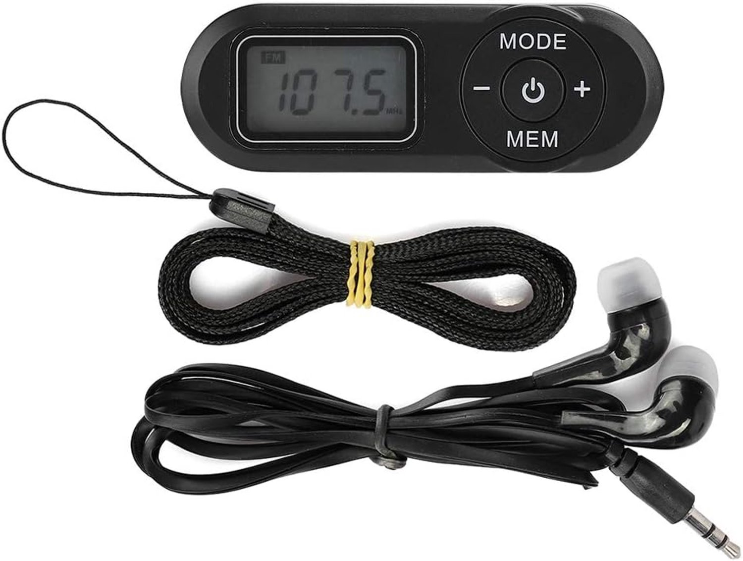 FM-radio, Lcd Digitale Lcd Digitale Draagbare 1,1 Inch Zakradio Muziekspeler Zwart met Oortelefoon