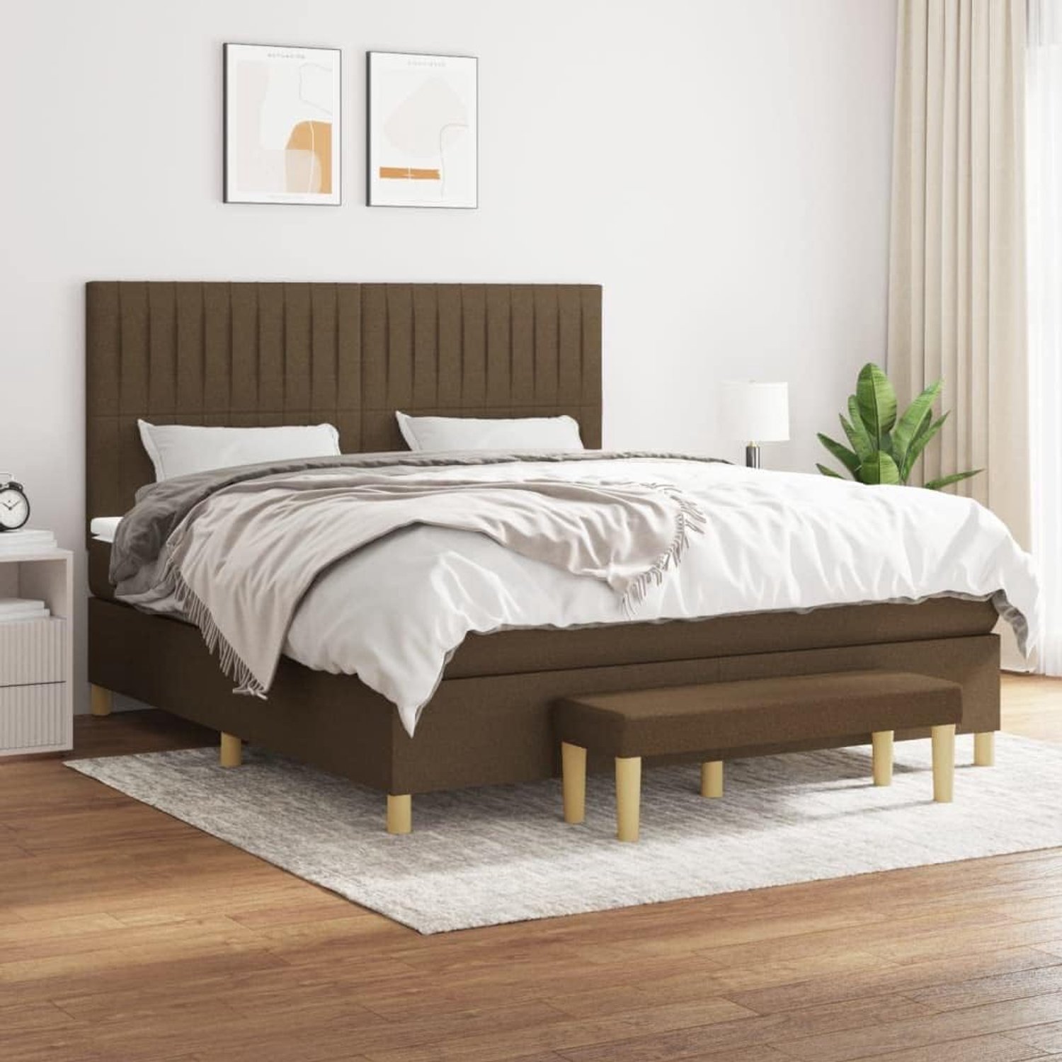 Stof Verstelbaar hoofdbord Boxspring 160x200 Donkerbruin