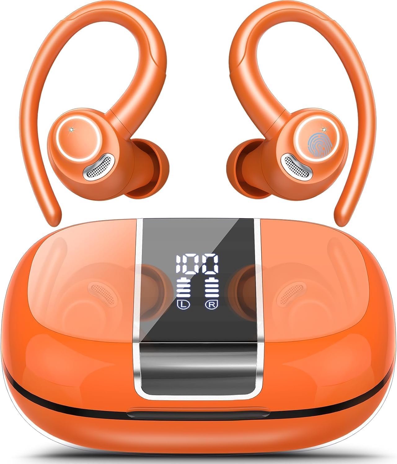 Koptelefoon sport in-ear draadloos, oranje