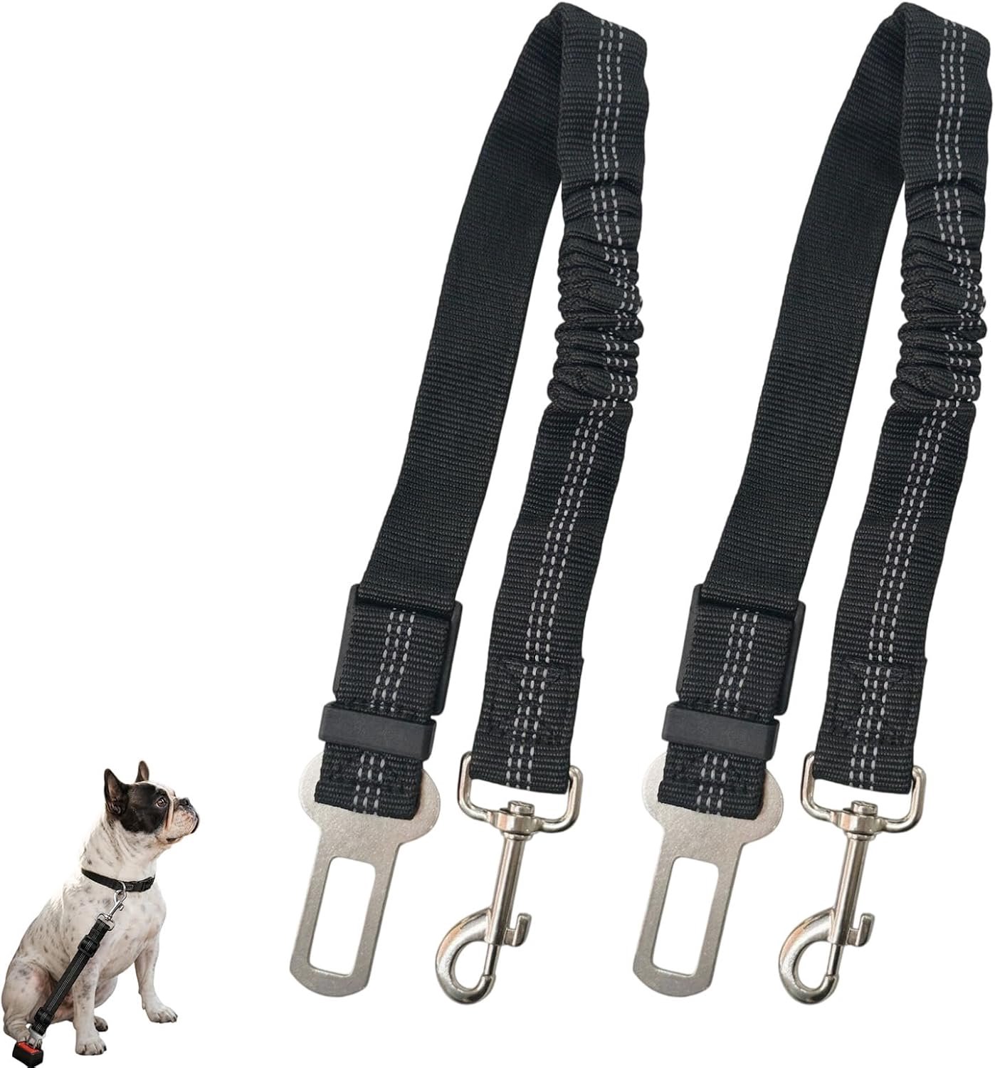 2 stuks veiligheidsgordel voor honden en katten, autoharnas met schokabsorptie, universele verstelbare riem met - Homevero