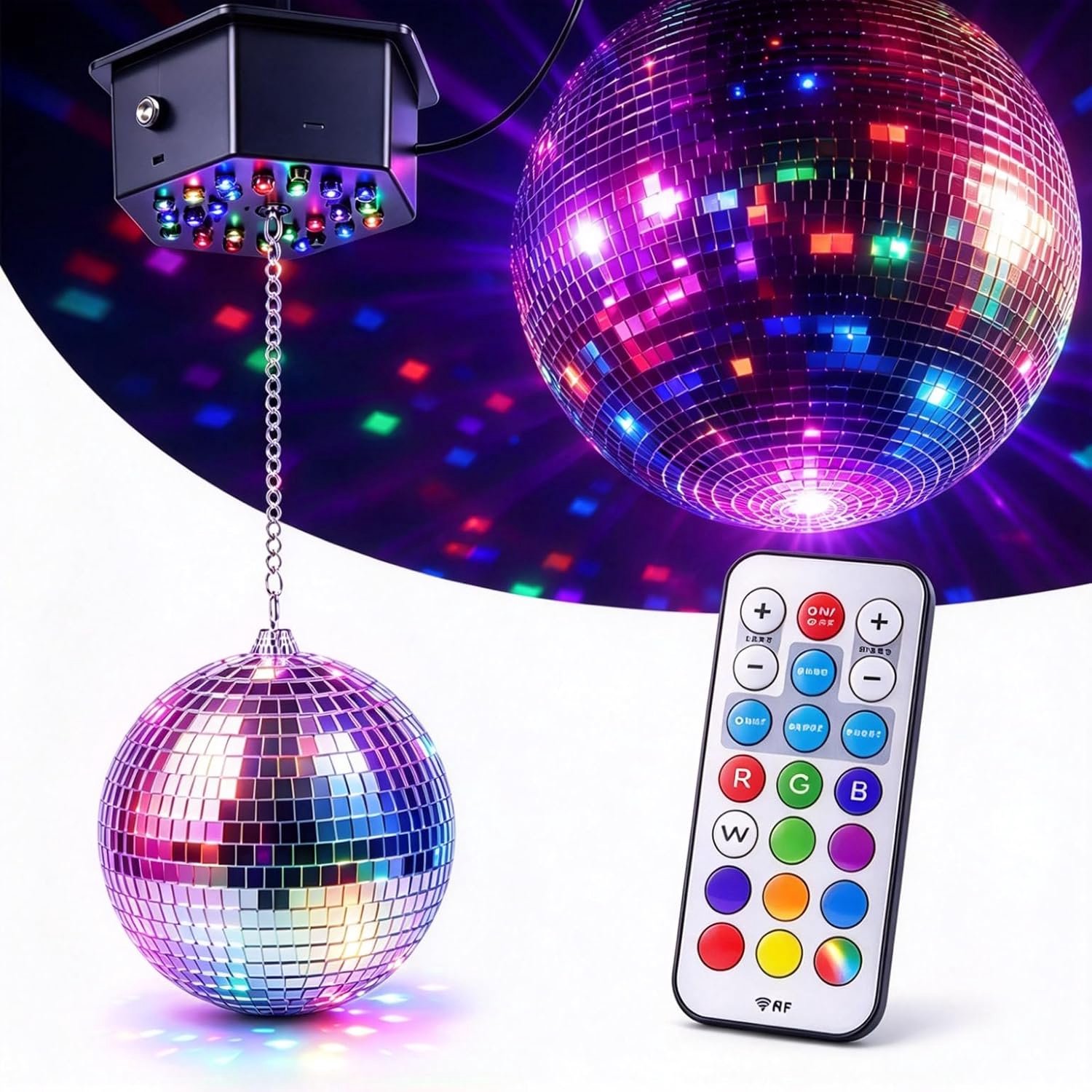 15 cm met motor 10 omwentelingen/minuut en 24 LED-parels
