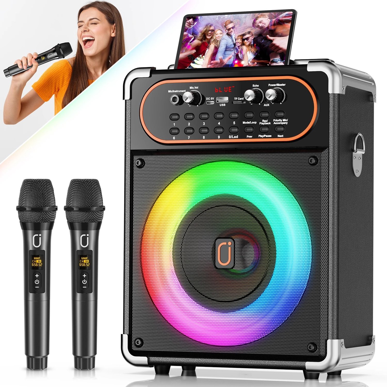 Marqs Karaoke set - Karaoke - Microfoon - Voor volwassenen - Karaokesets - Draagbaar - USB - AUX - 2 microfoons - Bluetooth 5.3