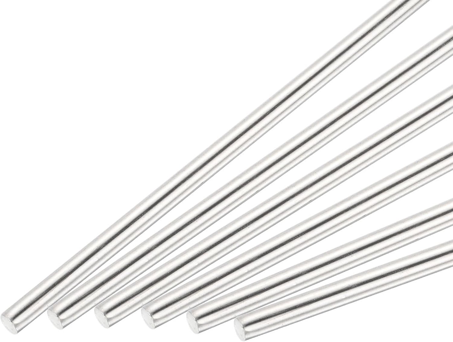 ronde stangen 5 mm x 300 mm - roestvrij staal 304 - zilverkleurig - voor doe-het-zelfprojecten - 6 stuks - Vemera