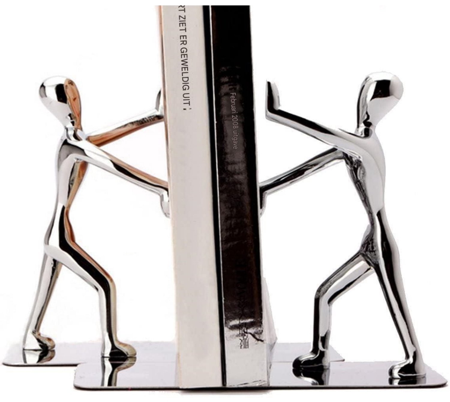 SSTRWGOOD Boekensteunen van roestvrij staal in mensvorm – 1 paar – Decoratieve, slipvaste boekensteunen – Geschikt voor thuis, kantoor, bibliotheek en school