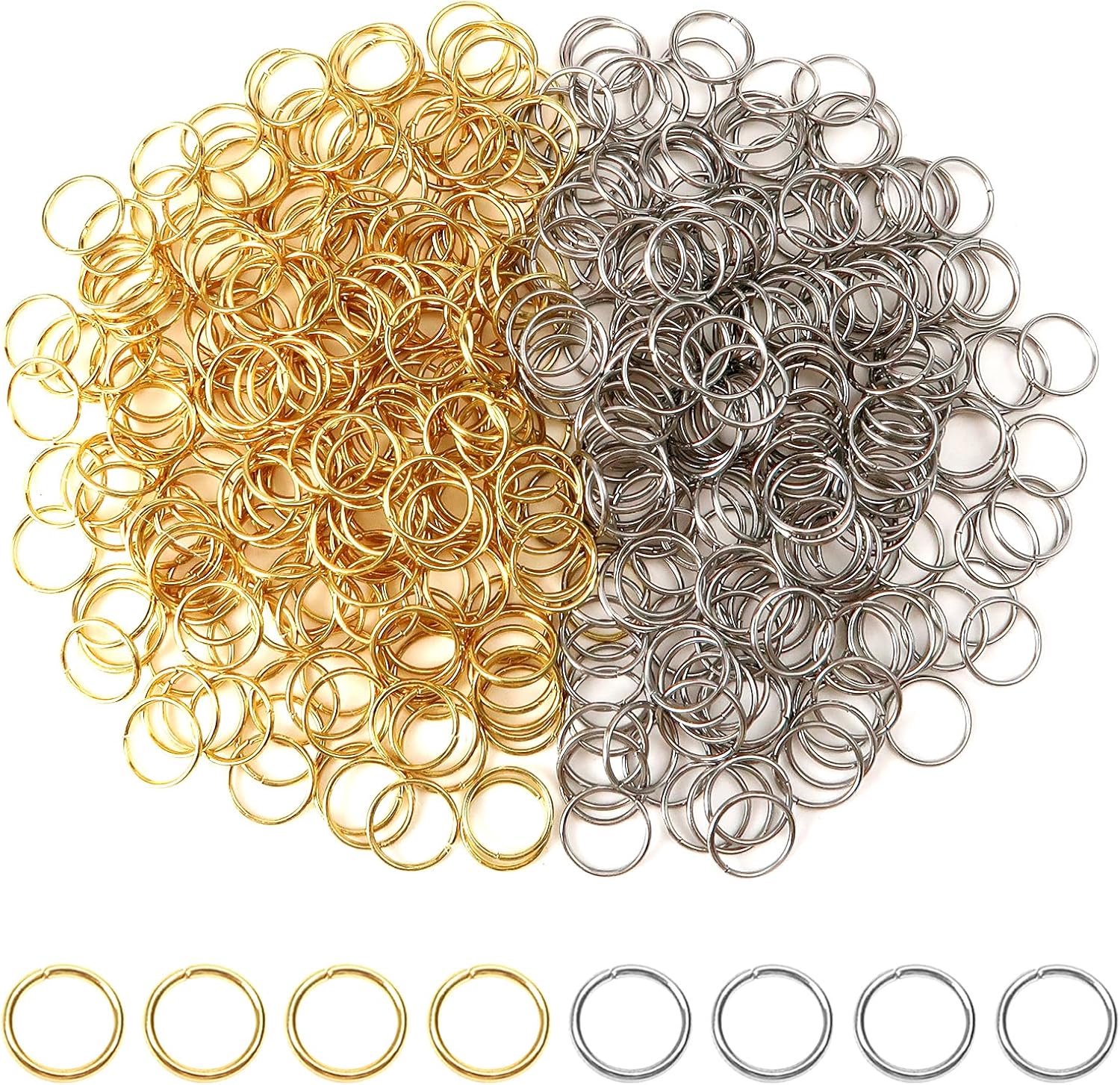 Springringen 8 mm - Gouden en staal - Roestvrij staal - Voor handgemaakte sieraden - 500 stuks - m-winkel
