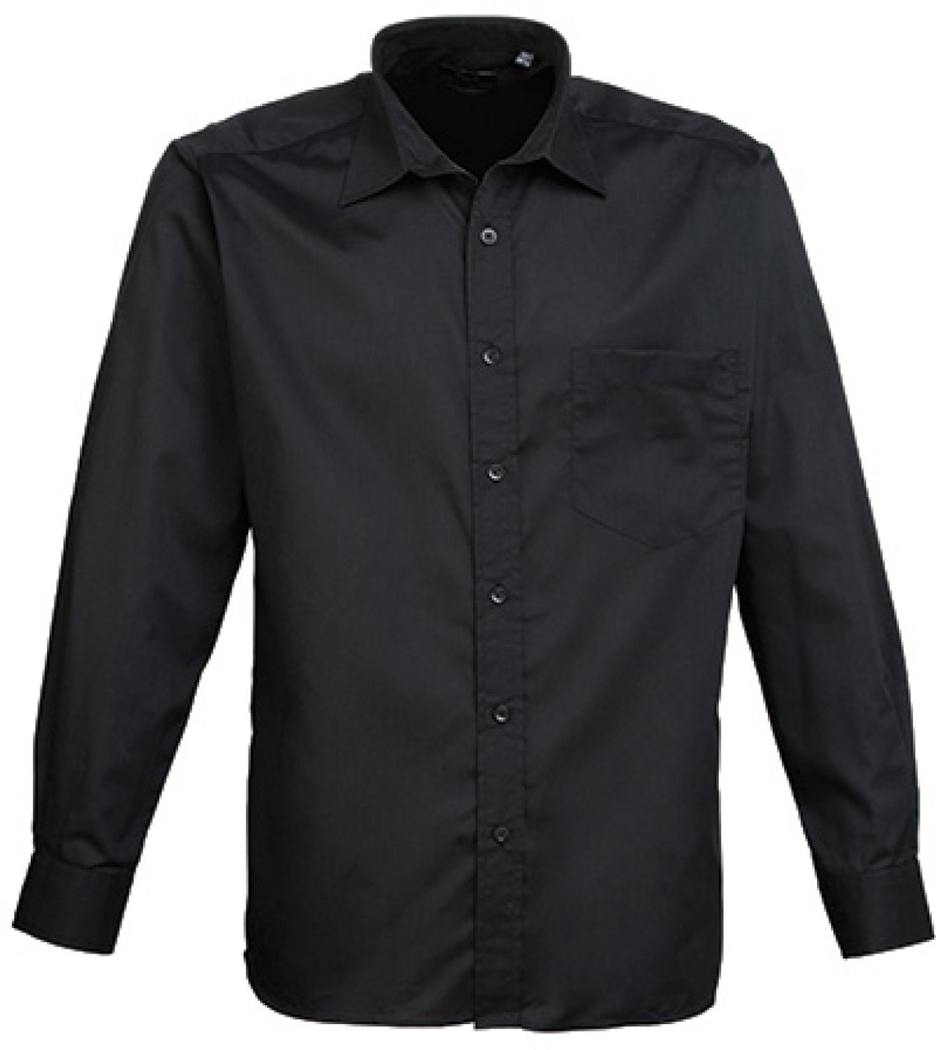 Premier Workwear - Men´s Poplin Long Sleeve Shirt - Black (ca. Pantone Black C) - 52 (21)