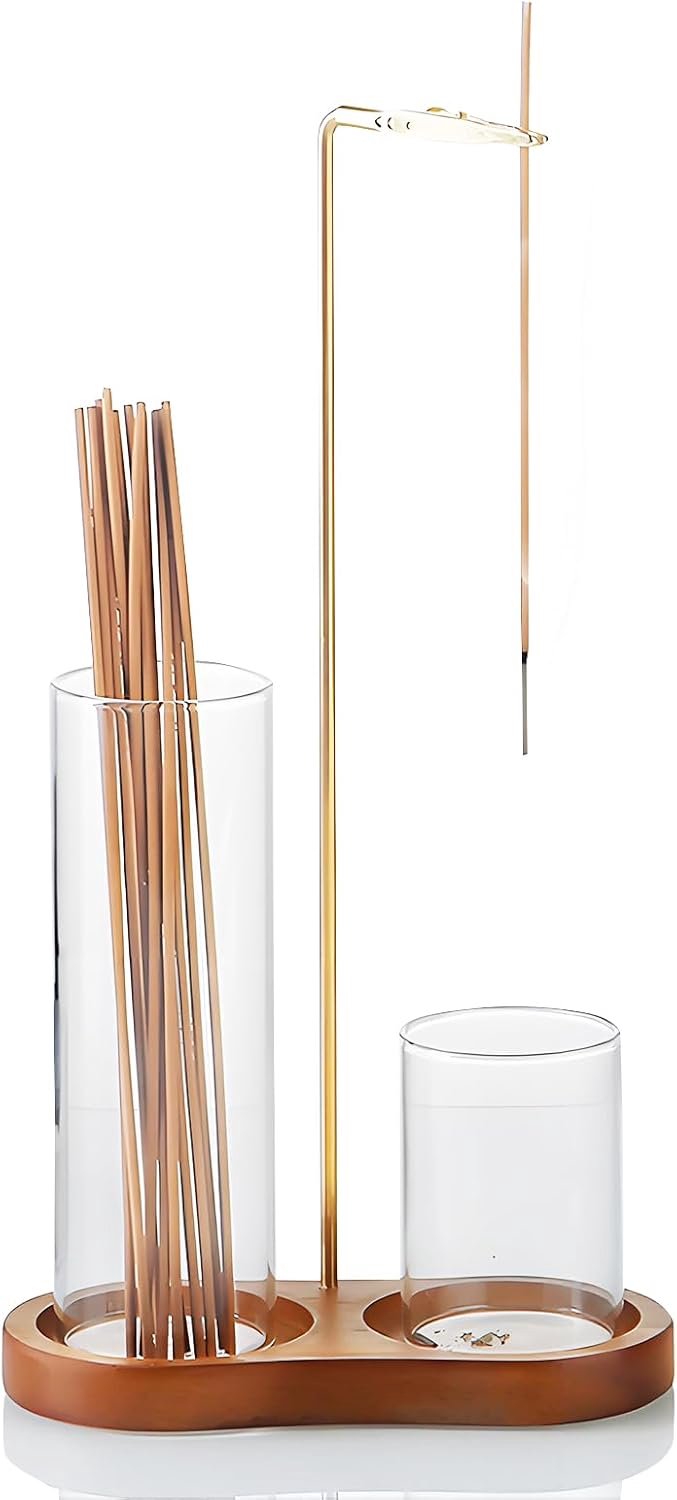 Wierookhouder - 25 cm - Hout met glazen asvanger - Perfect voor meditatie en aromatherapie - ServiceTopper