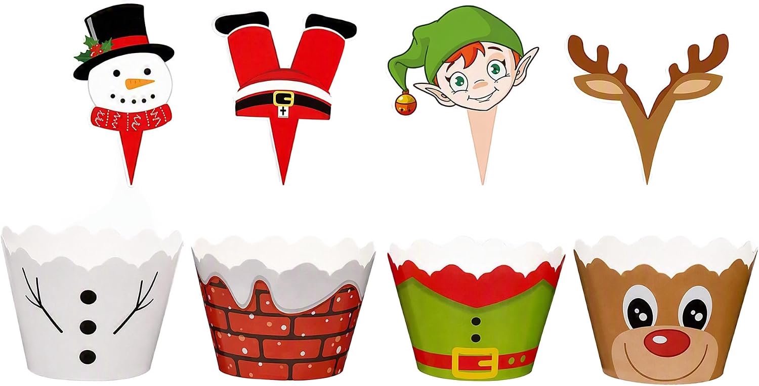 72 Cupcaketoppers voor Kerst
