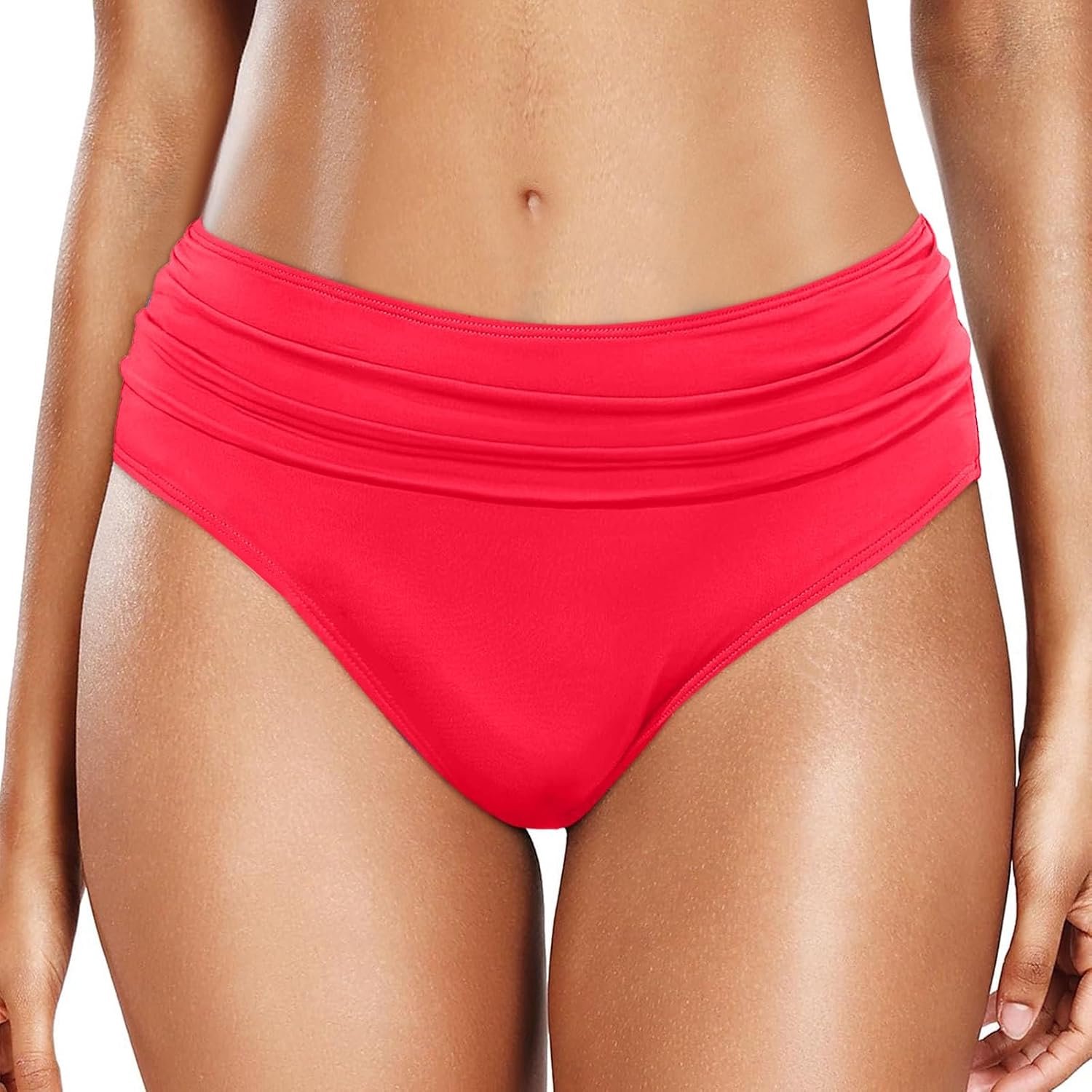 Bikinibroek met hoge taille en ruches