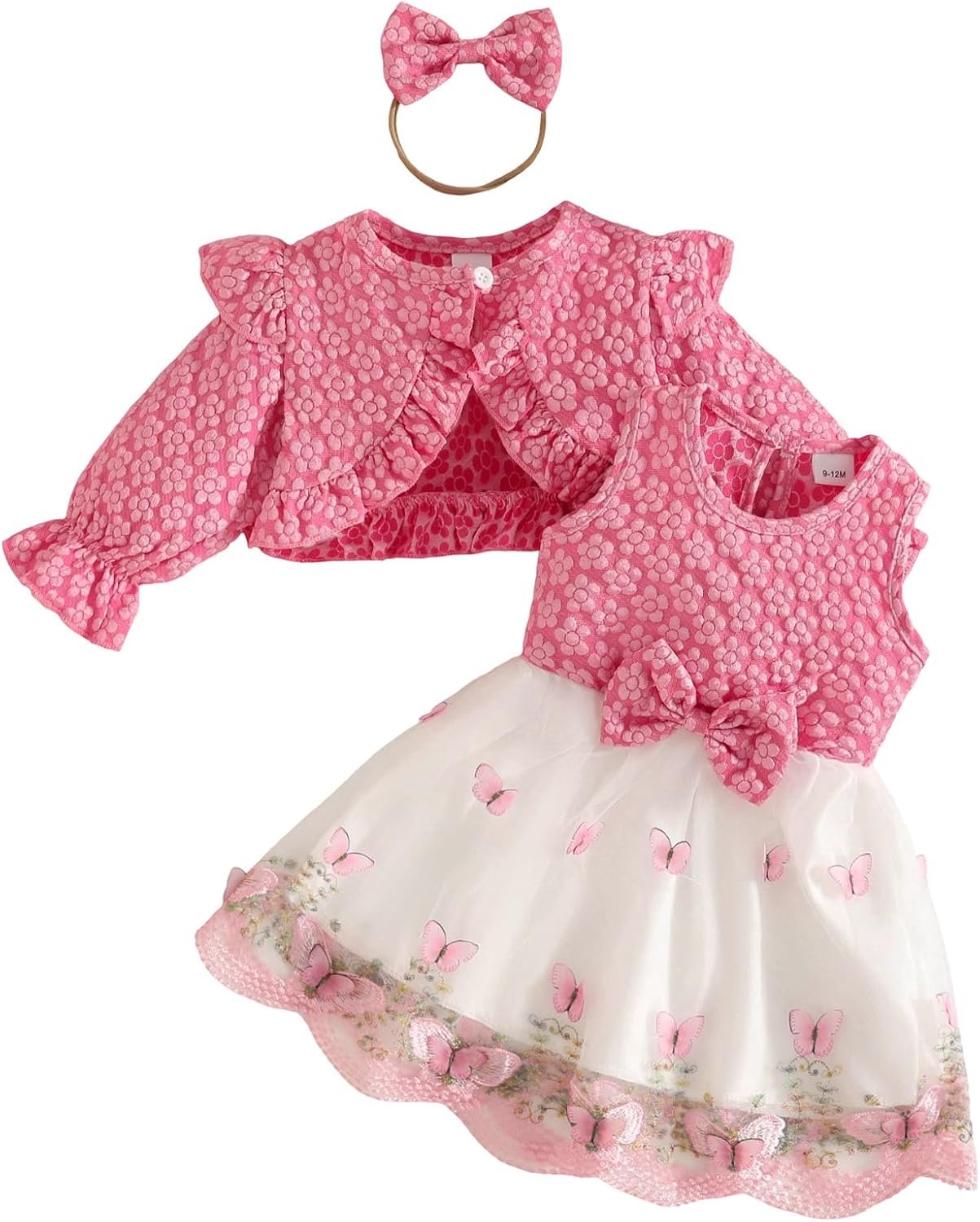 Meisje jurk en cardigan set, lange mouwen, tutu rokje