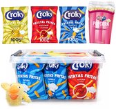 Croky Patatas Fritas & Popcorn Snackbox 740g - Croky Pickles, Ketchup, Paprika chips - Jimmy's zoete popcorn - XL snackbox