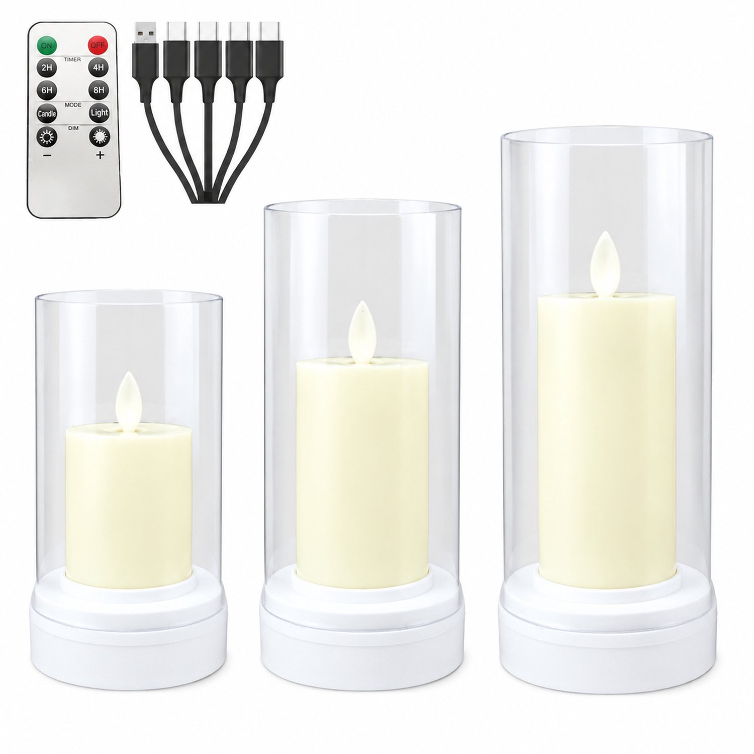 SWGOTA Led kaarsen - 1 stuk, 8 x 19,5 cm, warmgeel licht, bewegende vlam, op afstand bedienbaar